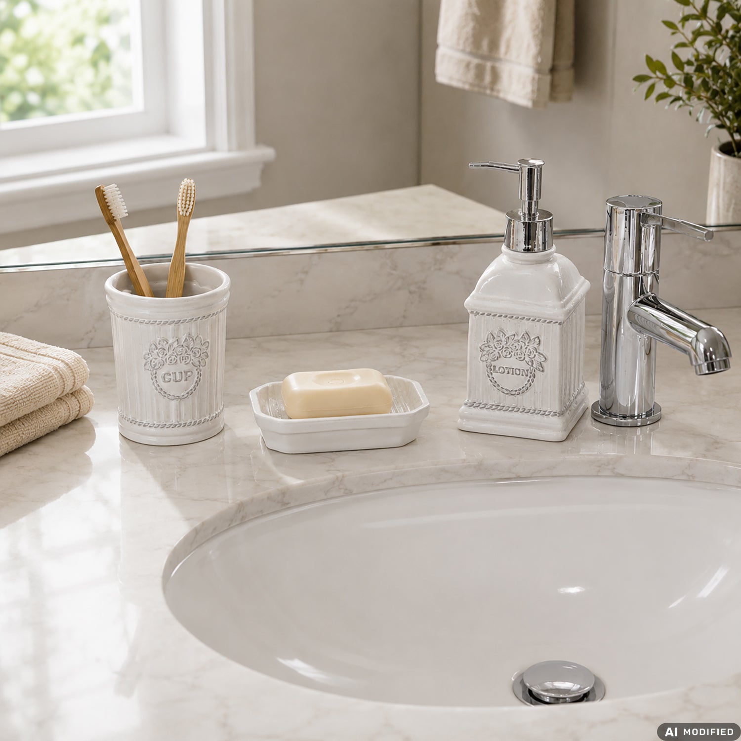 VESTIAMO CASA - Set Bagno 3 Pezzi in Ceramica