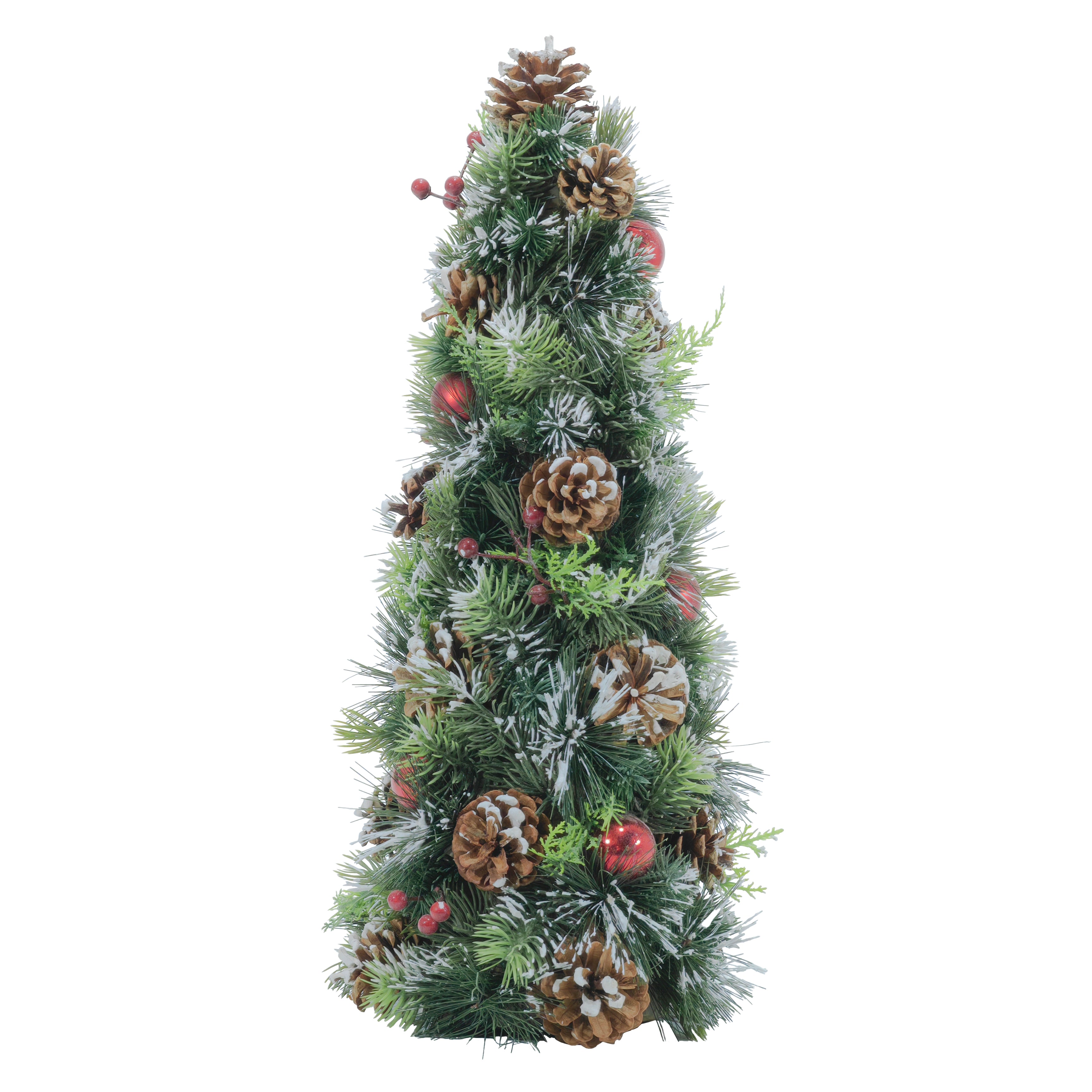 VESTIAMO CASA GRAN NATALE - Albero di Natale Decorativo con Pigne e Bacche Rosse h57 cm