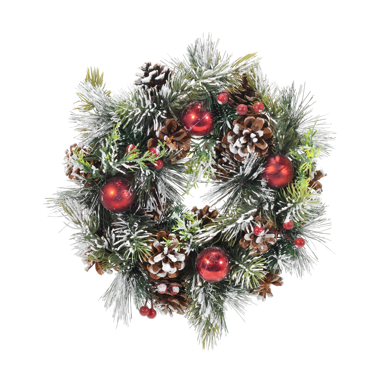 VESTIAMO CASA GRAN NATALE - Ghirlanda con pigne e bacche rosse diametro 30 cm