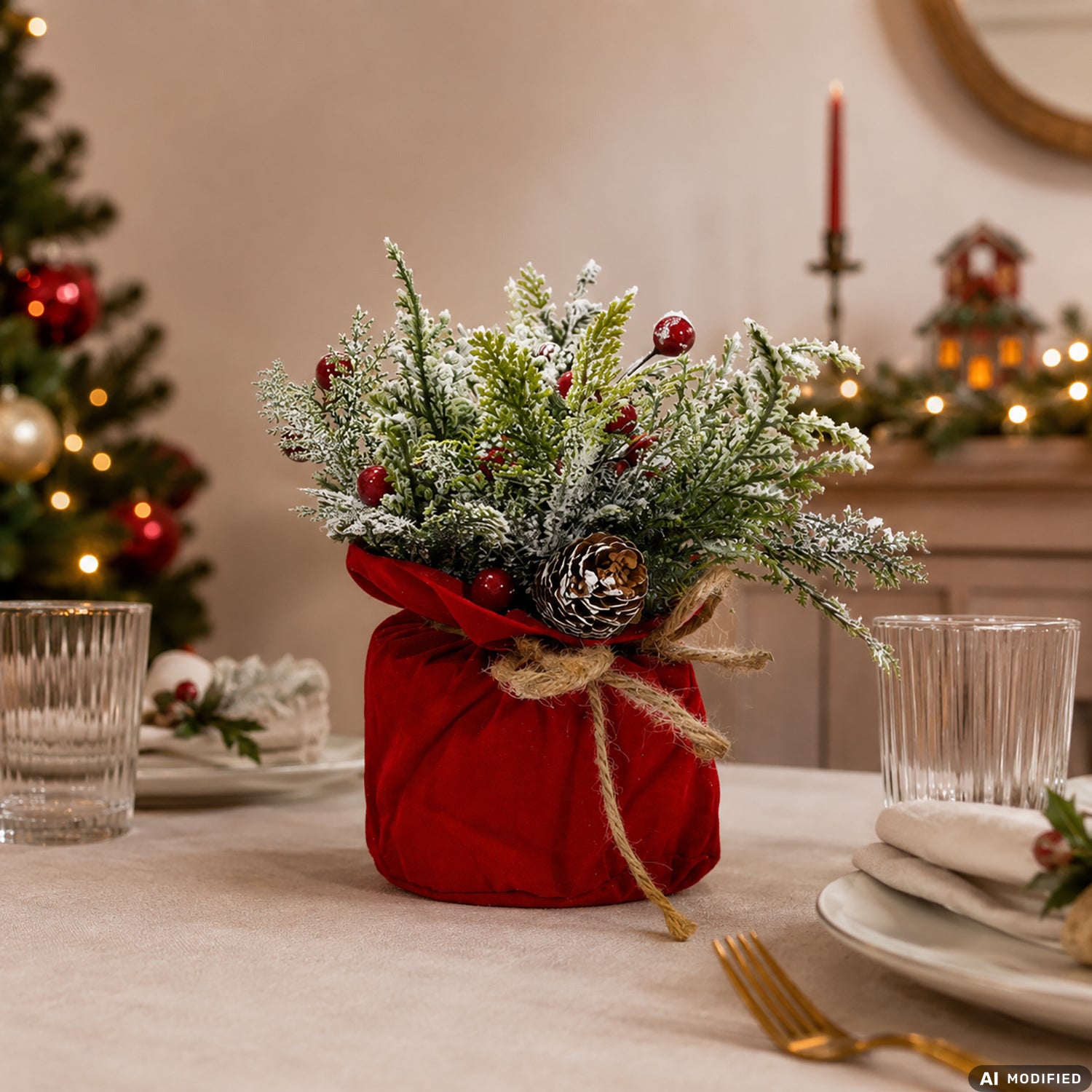 VESTIAMO CASA GRAN NATALE - Piantina Natalizia Decorativa h21 cm