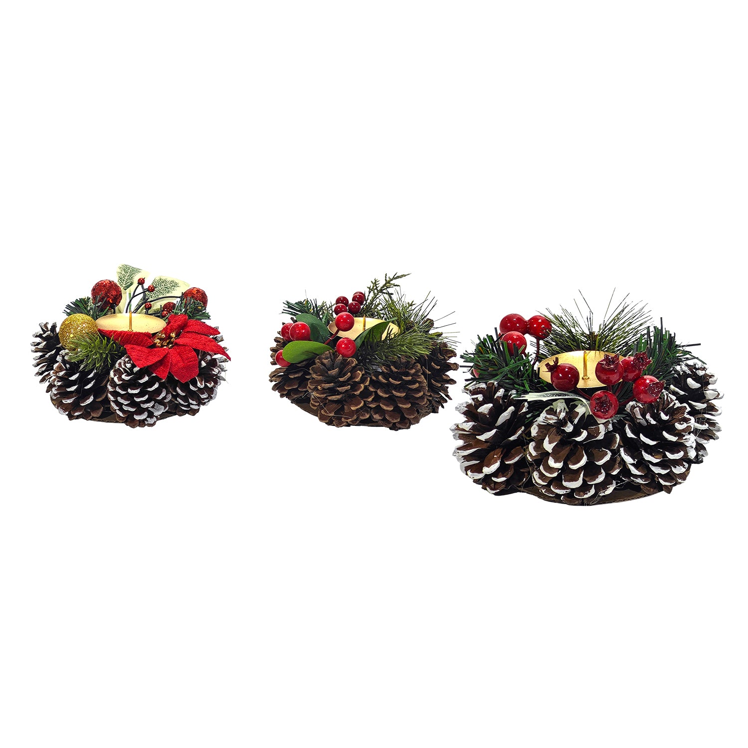 VESTIAMO CASA GRAN NATALE - Portacandela Natalizio con Pigne Decorative diametro 15 cm