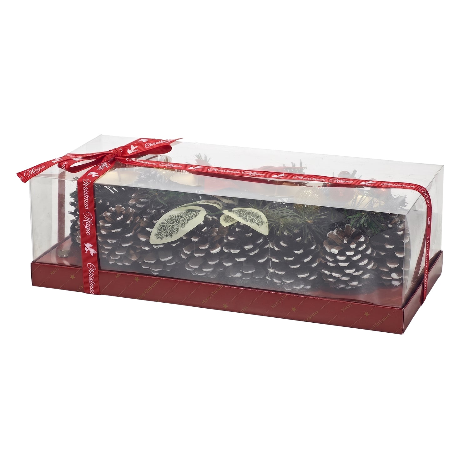 VESTIAMO CASA GRAN NATALE - Portacandela Natalizio 4 Posti con Pigne Decorative 34 cm