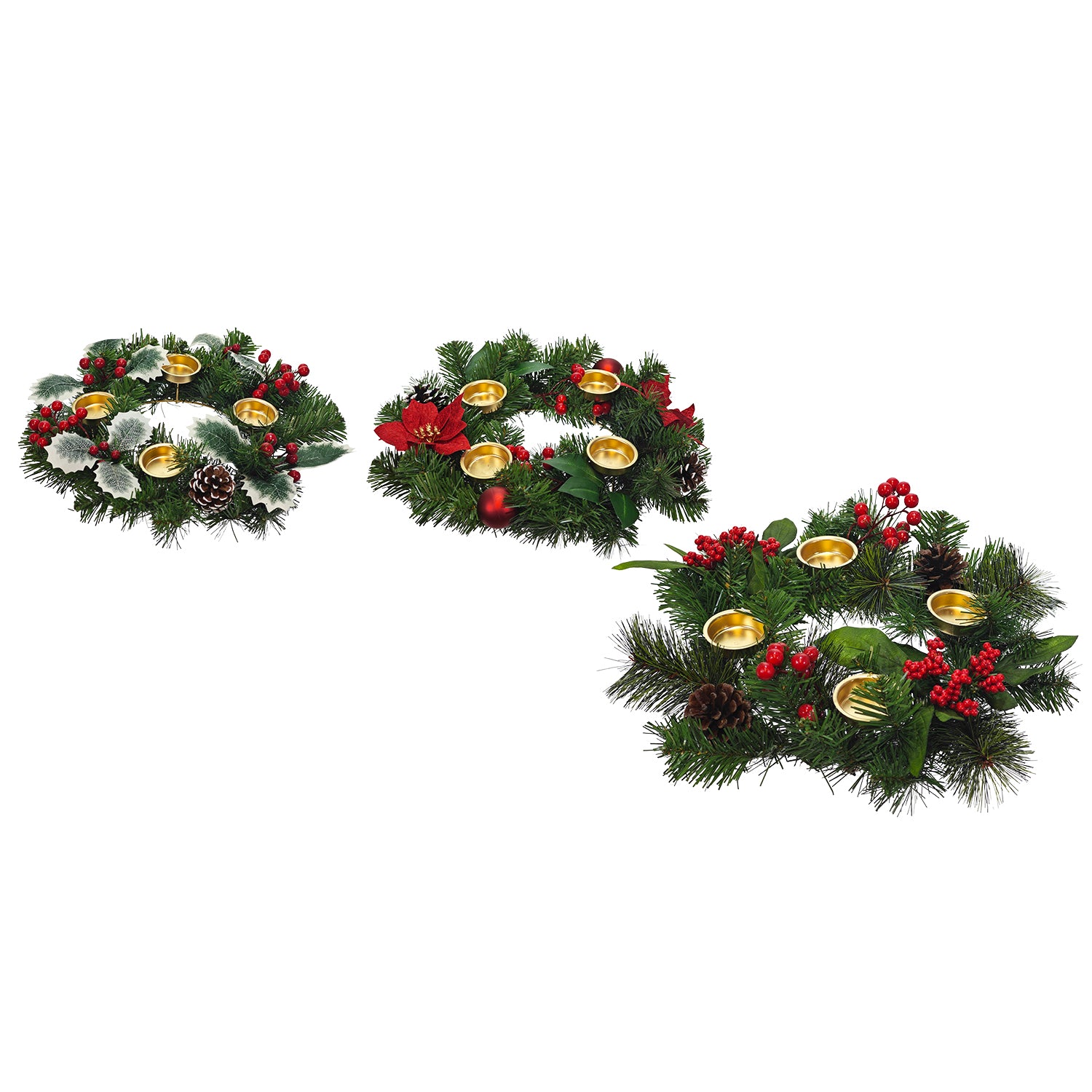 VESTIAMO CASA GRAN NATALE - Centrotavola Natalizio con Portacandele 4 Posti diametro 38 cm
