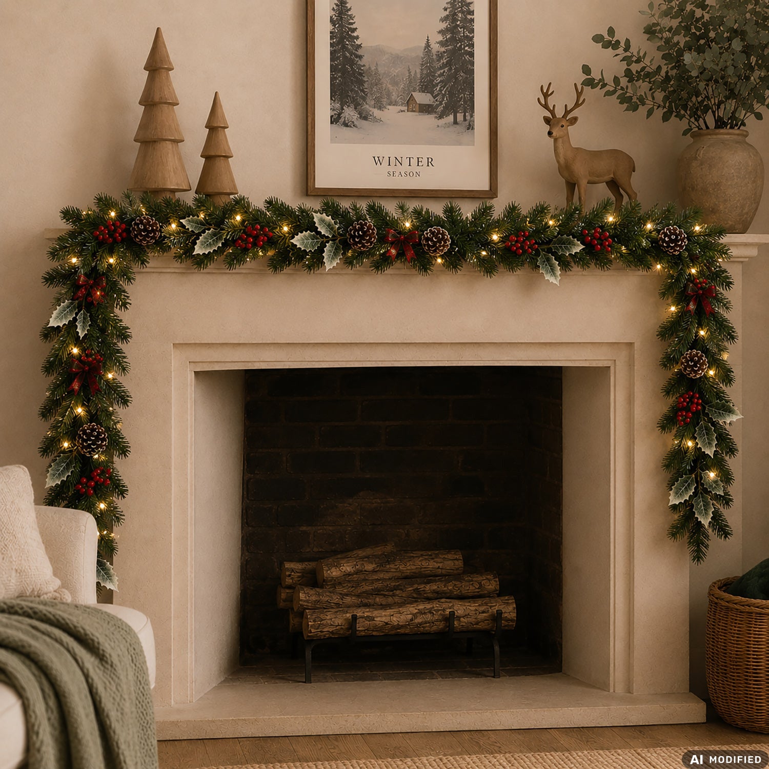 VESTIAMO CASA GRAN NATALE - Ghirlanda Natalizia Luminosa con LED Bianco Caldo 180 cm
