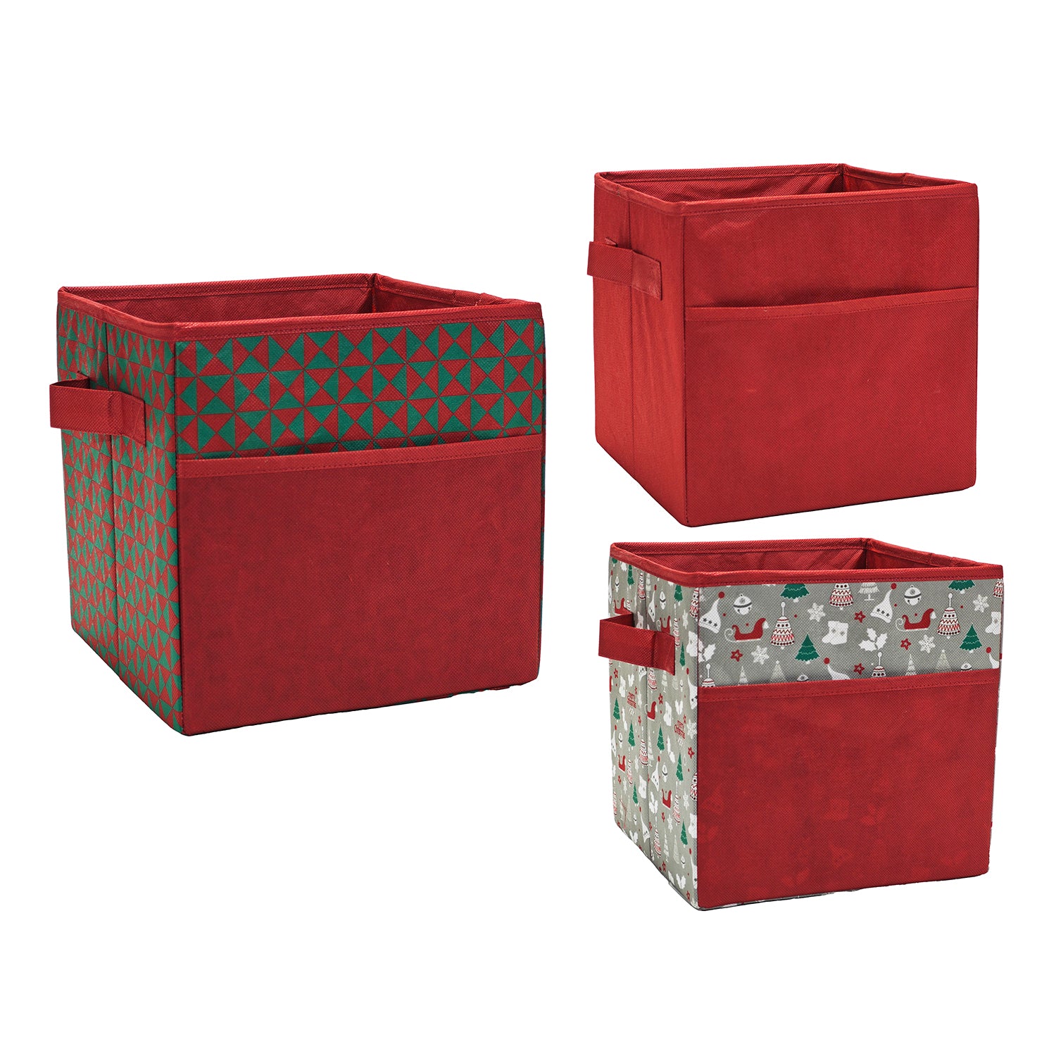 VESTIAMO CASA GRAN NATALE - Scatola Organizer in Tessuto Natalizio h31,8x31,8x31,8 cm