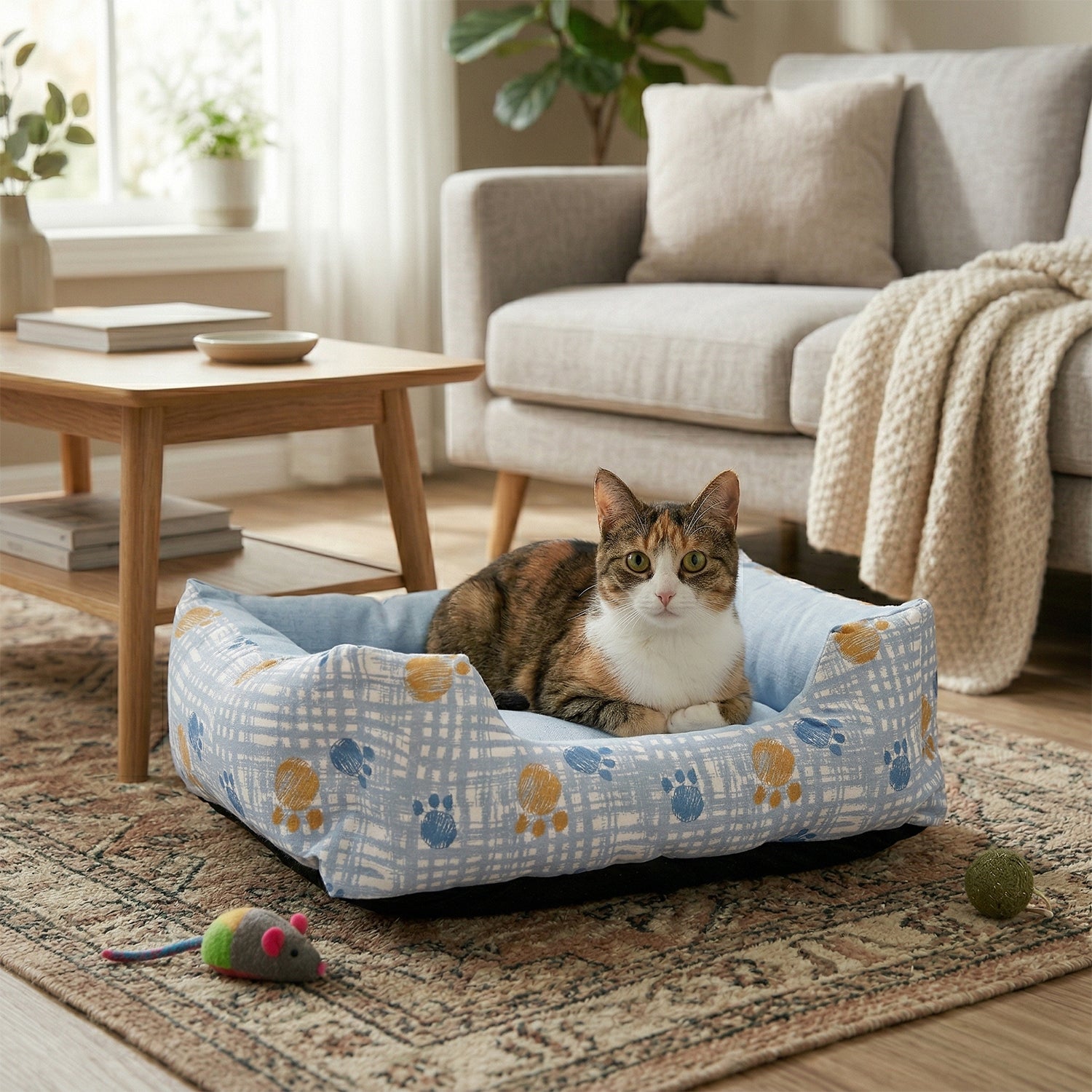 PET SITTER - Cuccia Rettangolare per Cani e Gatti con Fondo Antiscivolo 50x40 cm