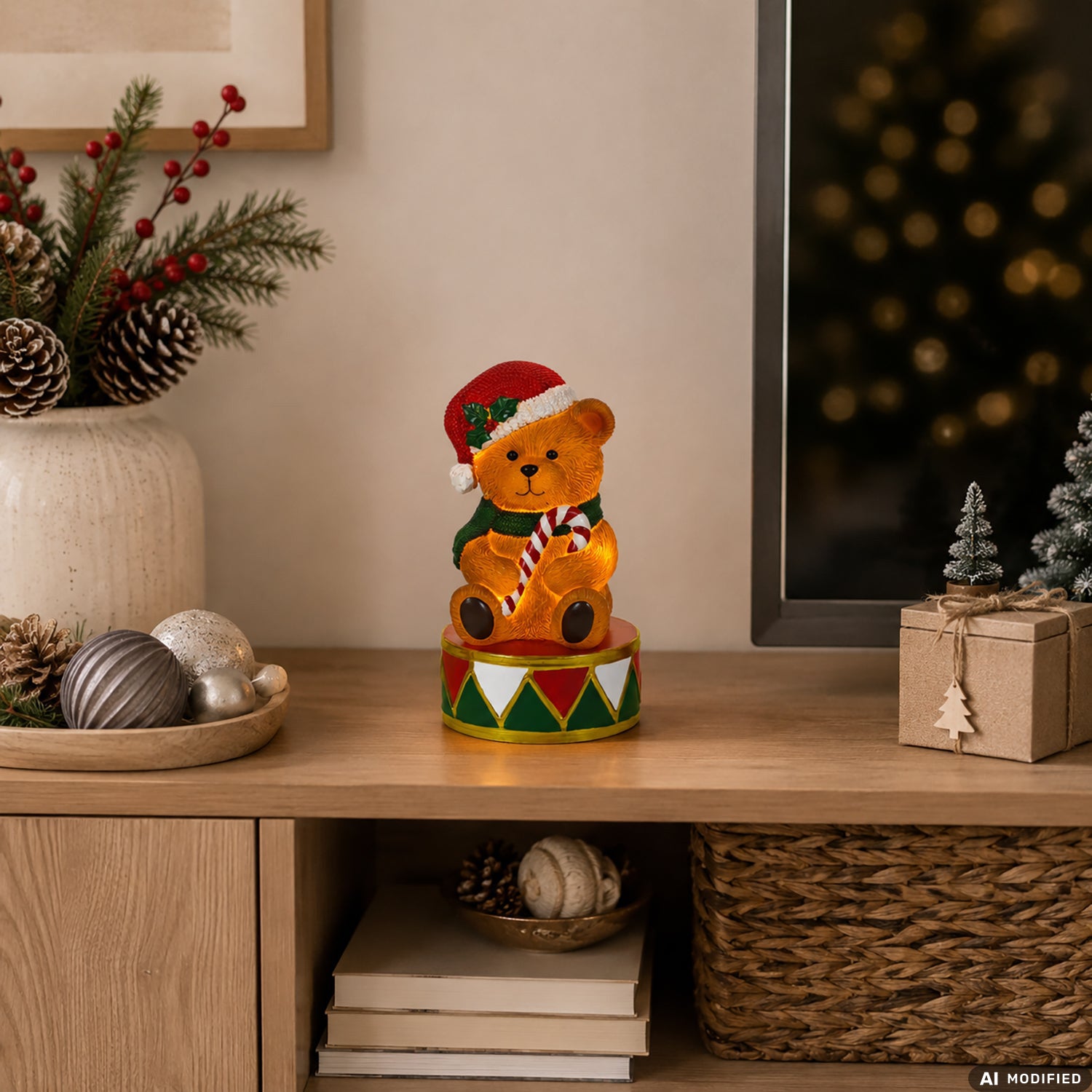 VESTIAMO CASA GRAN NATALE - Decorazione Natalizia Luminosa Orsetto LED Bianco Caldo h16,5 cm