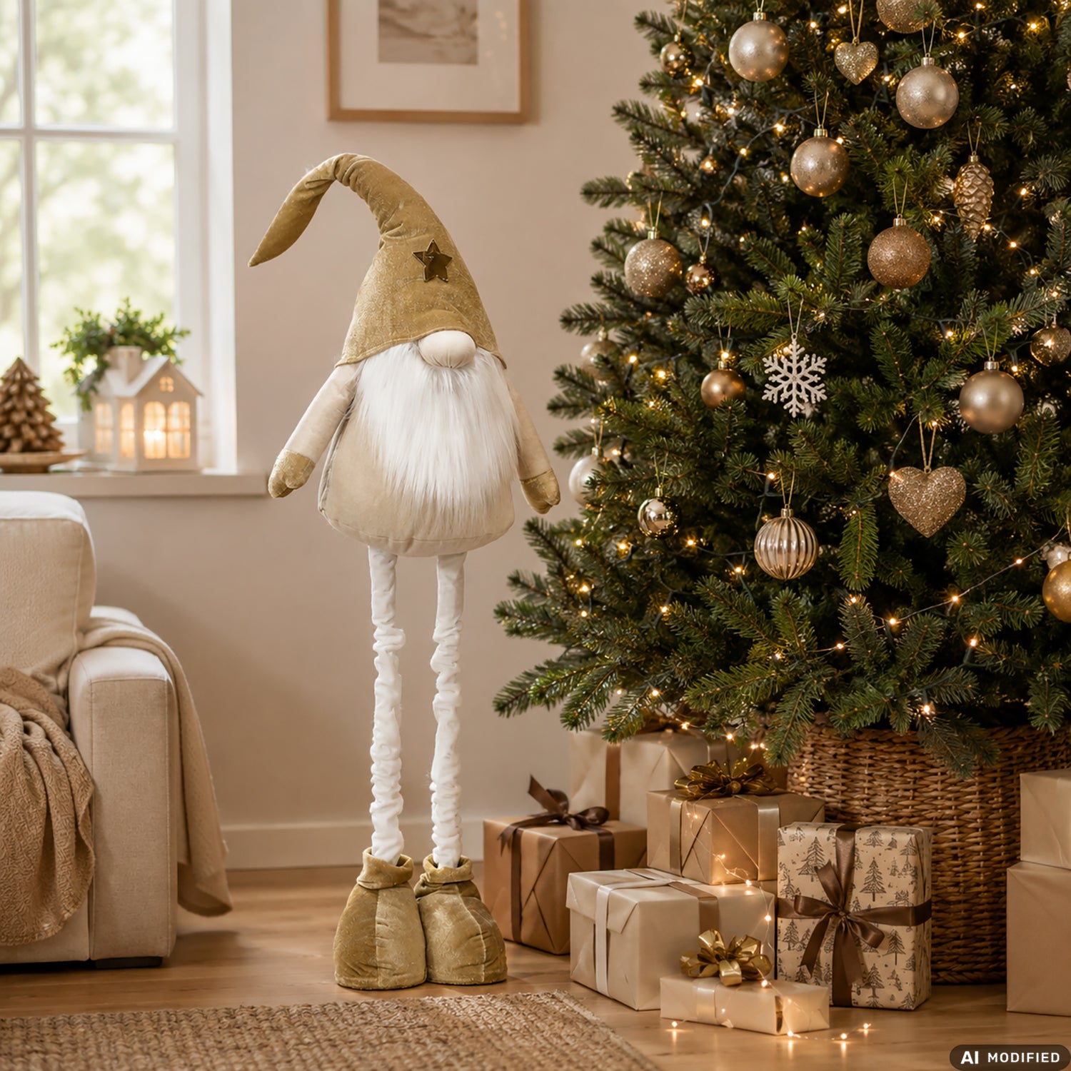 VESTIAMO CASA GRAN NATALE - Gnomo con gambe allungabili Oro altezza max 125 cm