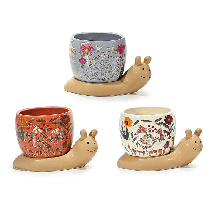GT - Porta piante decorativo Cache-Pot Lumaca - h11x17x10,5 cm