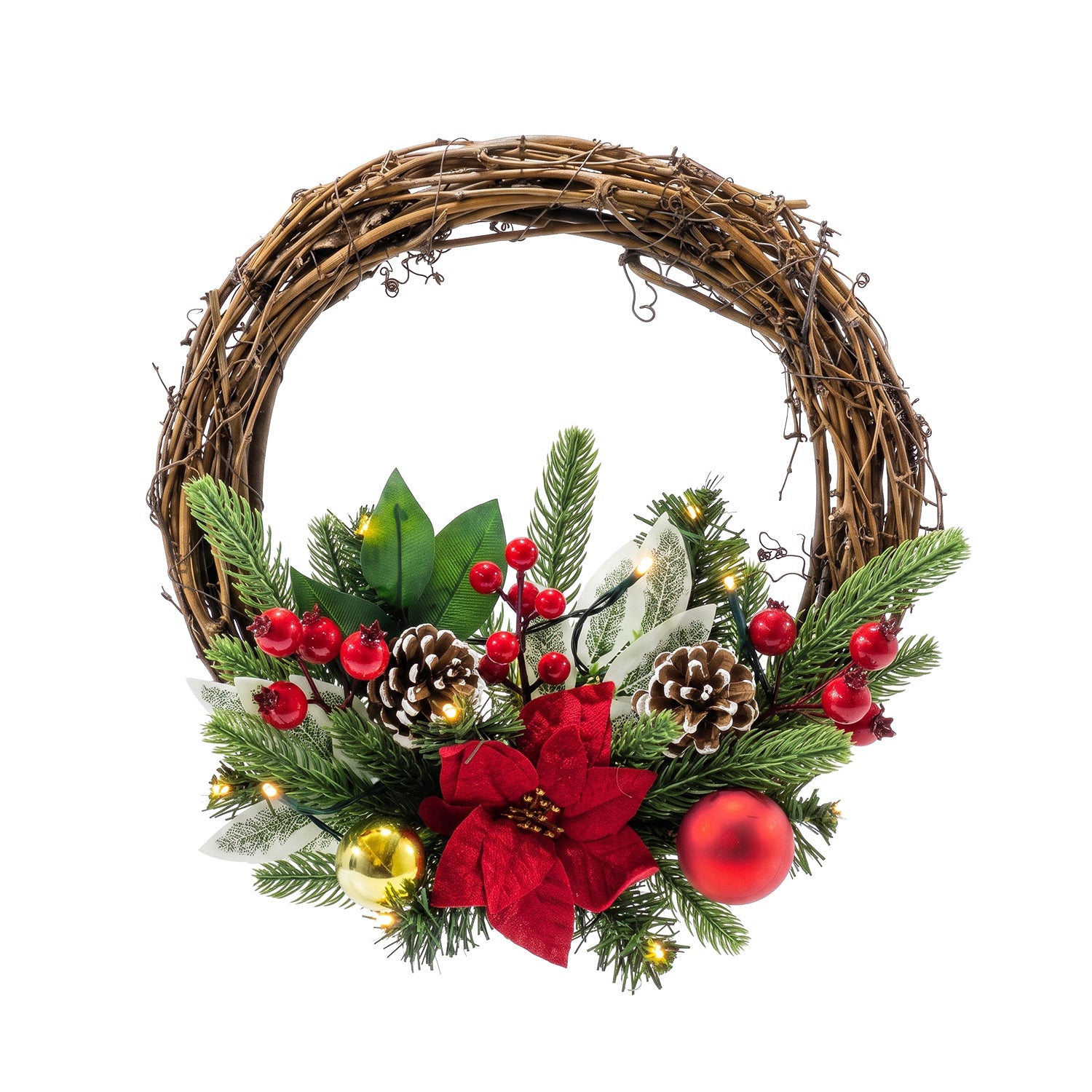 VESTIAMO CASA GRAN NATALE - Ghirlanda Natalizia Luminosa con LED Bianco Caldo a Batteria diametro 33 cm