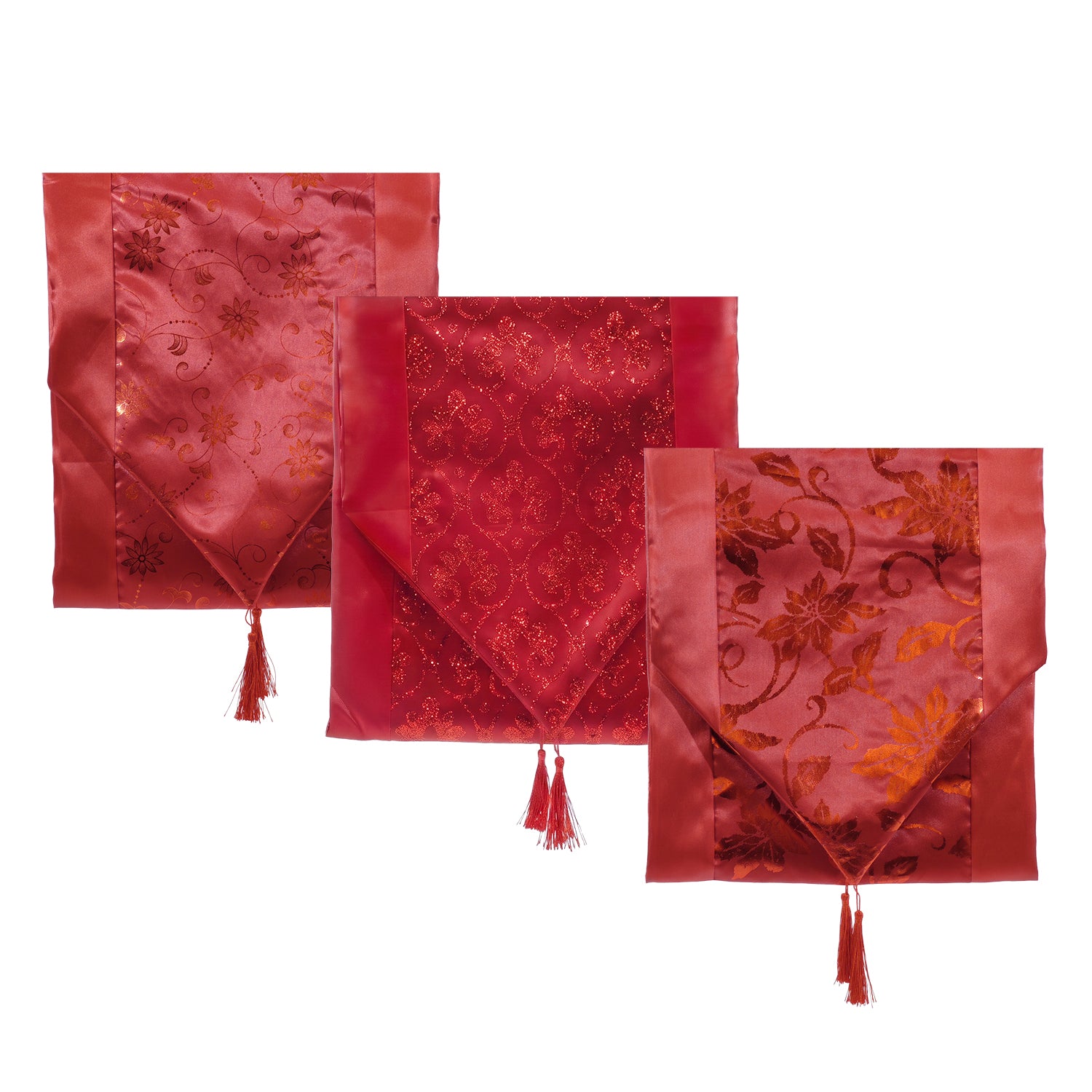 VESTIAMO CASA GRAN NATALE - Runner da Tavola Natalizio Rosso con Nappine 35x180 cm