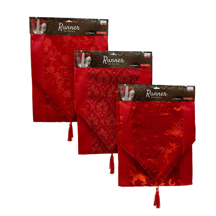 VESTIAMO CASA GRAN NATALE - Runner da Tavola colore rosso 180x35 cm - Decorazione natalizia