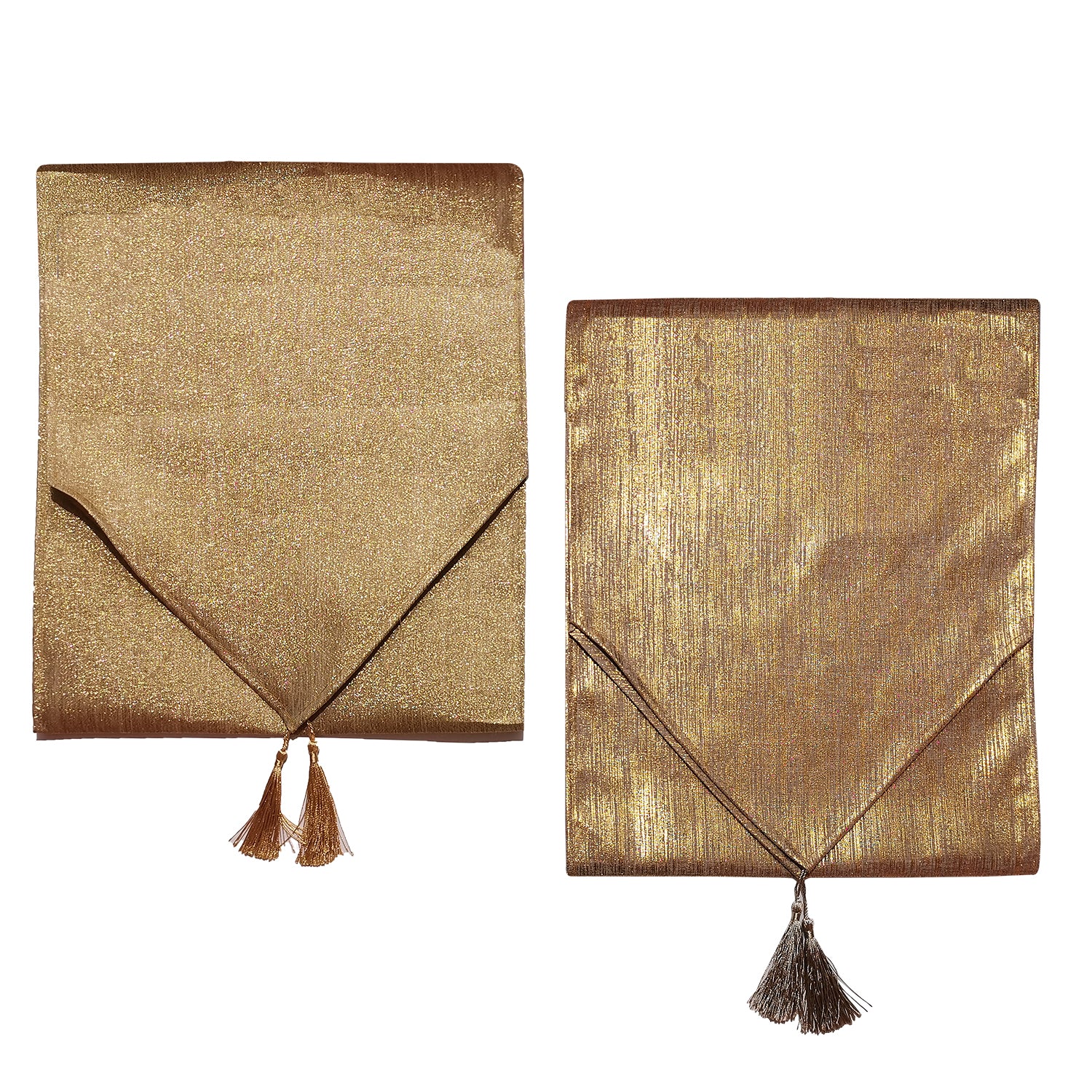 VESTIAMO CASA GRAN NATALE - Runner da Tavola Natalizio Oro Effetto Lurex con Nappine 32x180 cm
