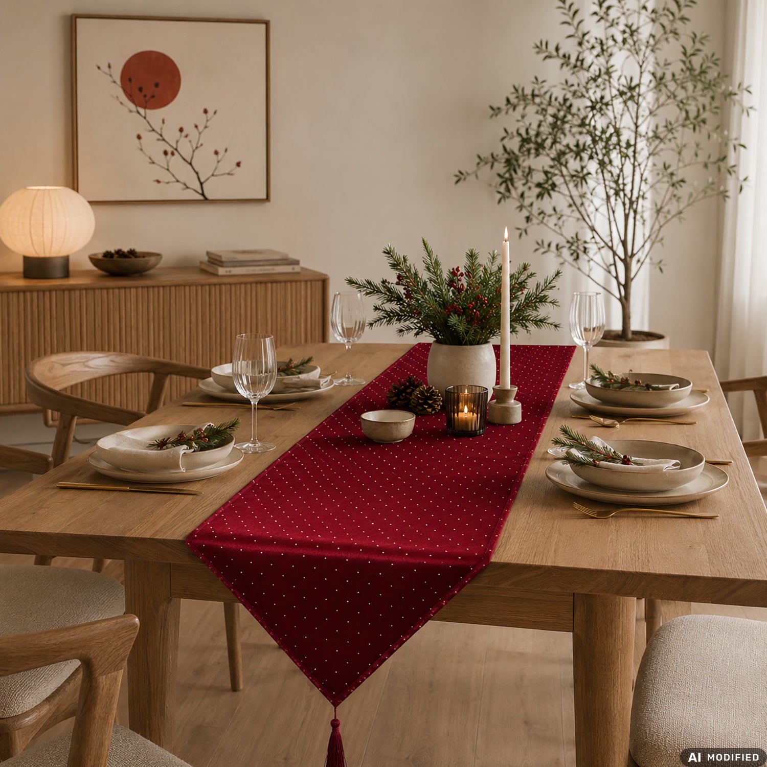 VESTIAMO CASA GRAN NATALE - Runner Tavola Natalizio con Nappine 32x142 cm