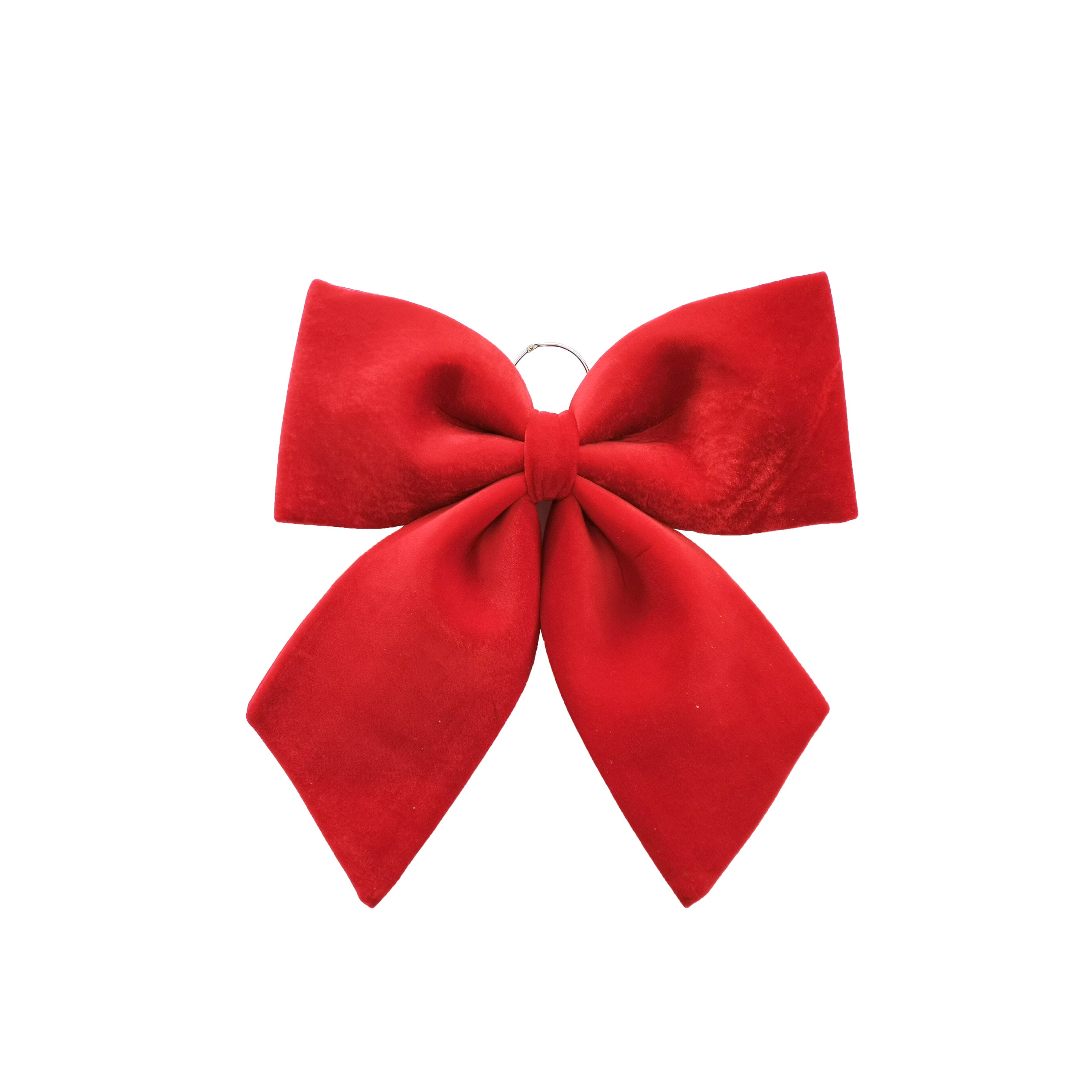 VESTIAMO CASA GRAN NATALE - Fiocco Natalizio Decorativo Rosso in Tessuto Effetto Velluto h46,5x44 cm