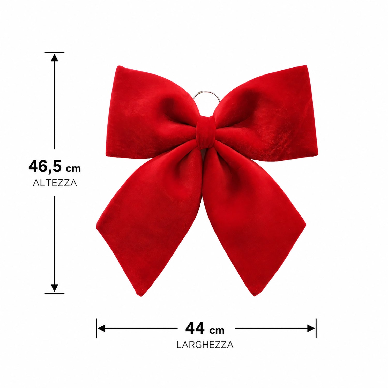 VESTIAMO CASA GRAN NATALE - Fiocco Natalizio Decorativo Rosso in Tessuto Effetto Velluto h46,5x44 cm