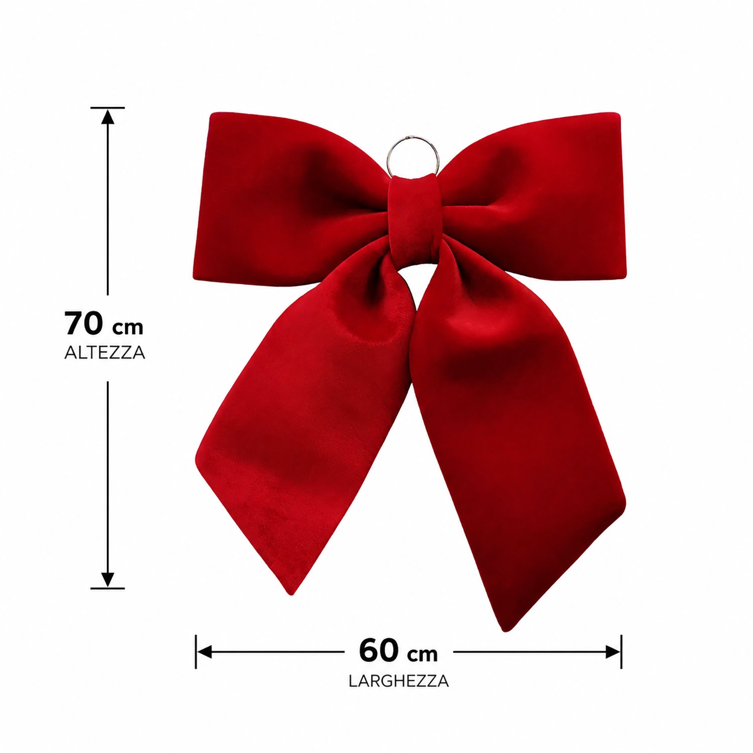 VESTIAMO CASA GRAN NATALE - Fiocco Natalizio Decorativo Rosso Effetto Velluto h70x60 cm