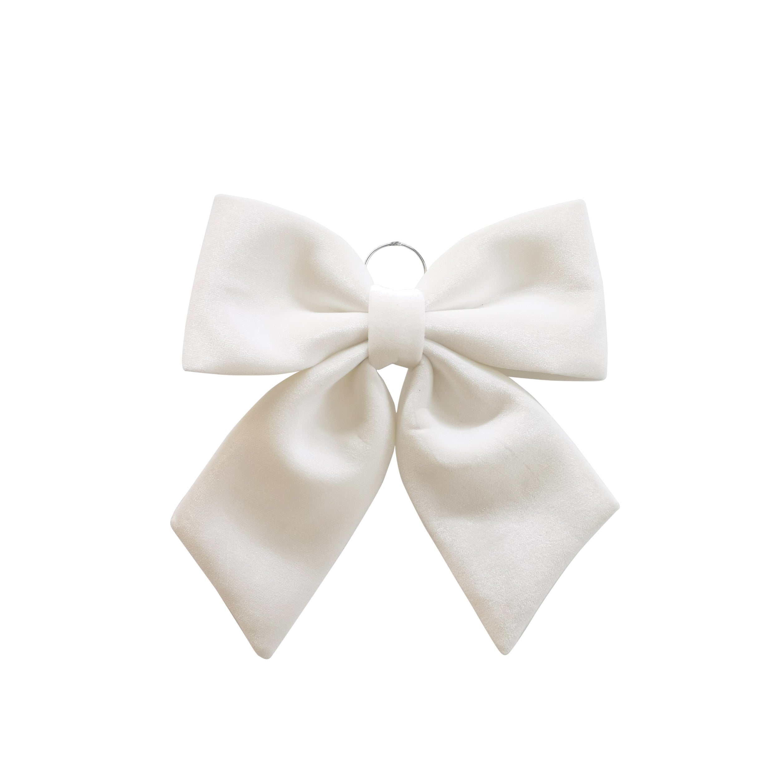 VESTIAMO CASA GRAN NATALE - Fiocco Natalizio Decorativo Bianco in Tessuto Effetto Velluto h46,5x44 cm