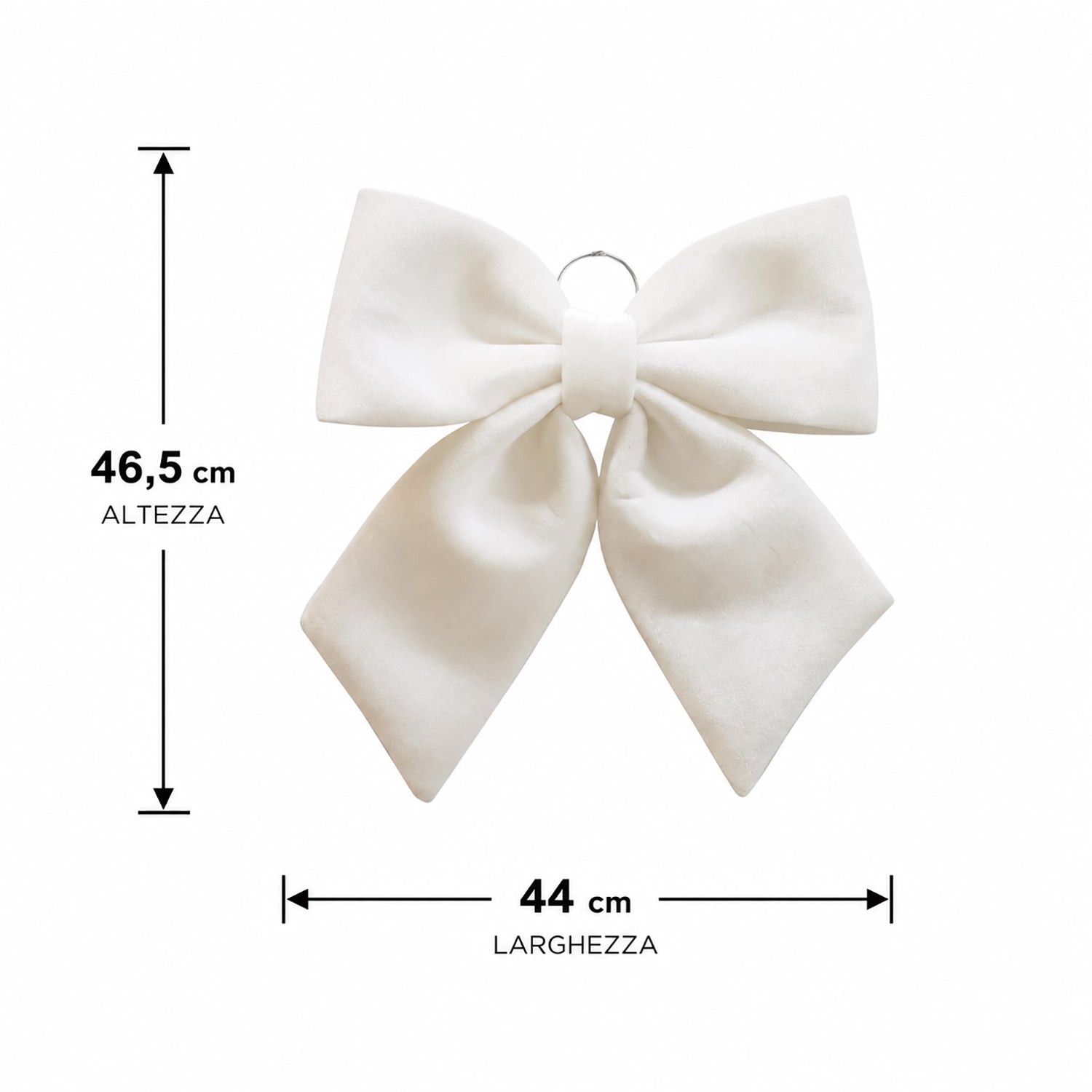 VESTIAMO CASA GRAN NATALE - Fiocco Natalizio Decorativo Bianco in Tessuto Effetto Velluto h46,5x44 cm