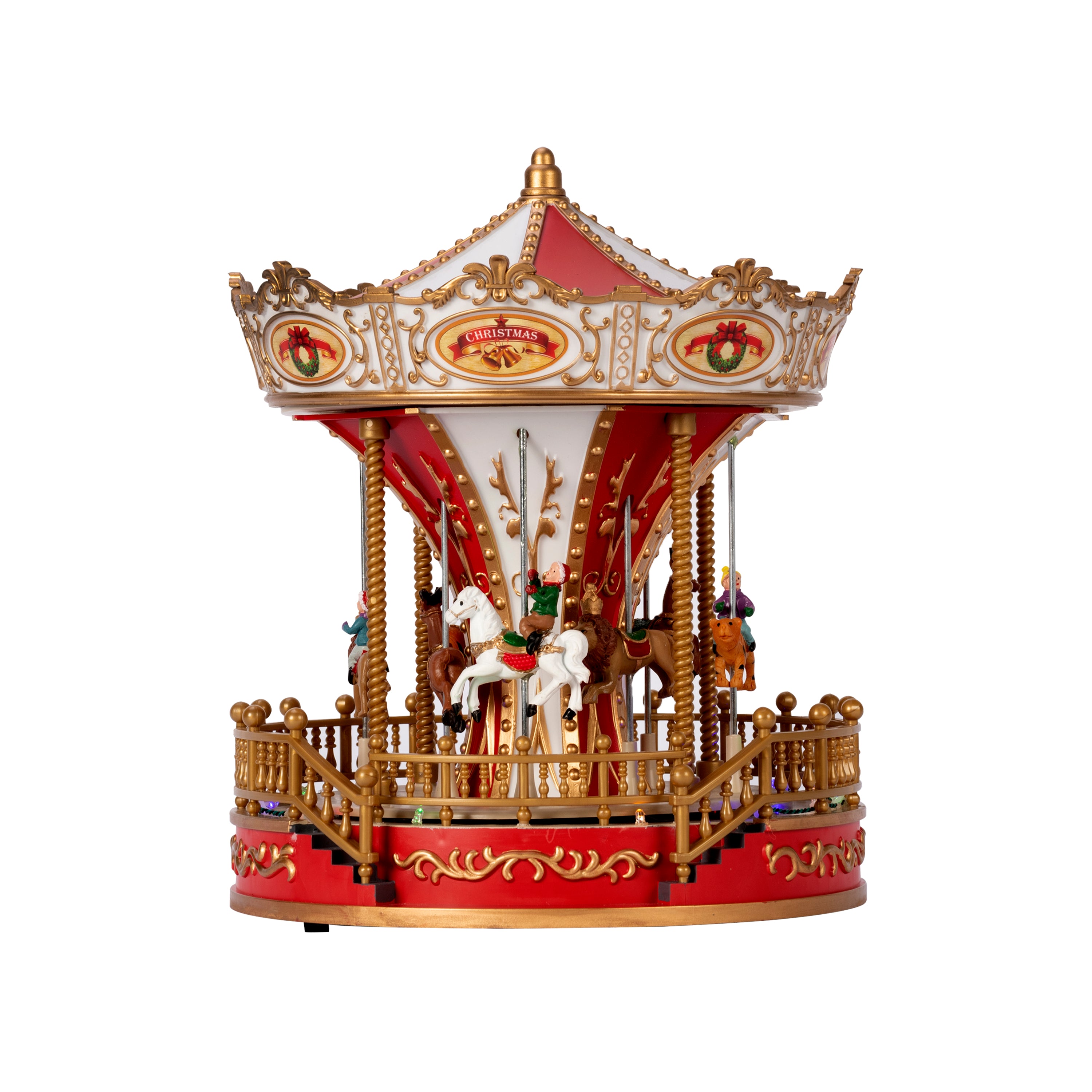 VESTIAMO CASA GRAN NATALE - Giostrina Natalizia Luminosa con Movimento e Musica LED Multicolor h28 cm