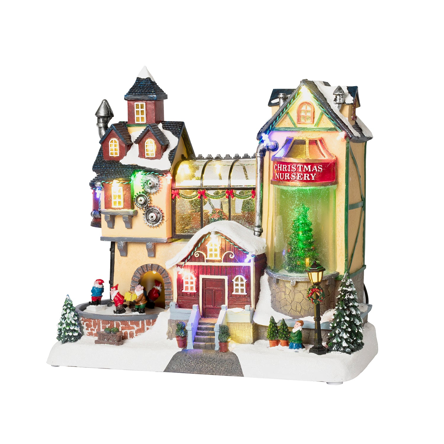 VESTIAMO CASA GRAN NATALE - Fabbrica di Babbo Natale con Movimento, Musica e Luci LED Multicolor h30 cm