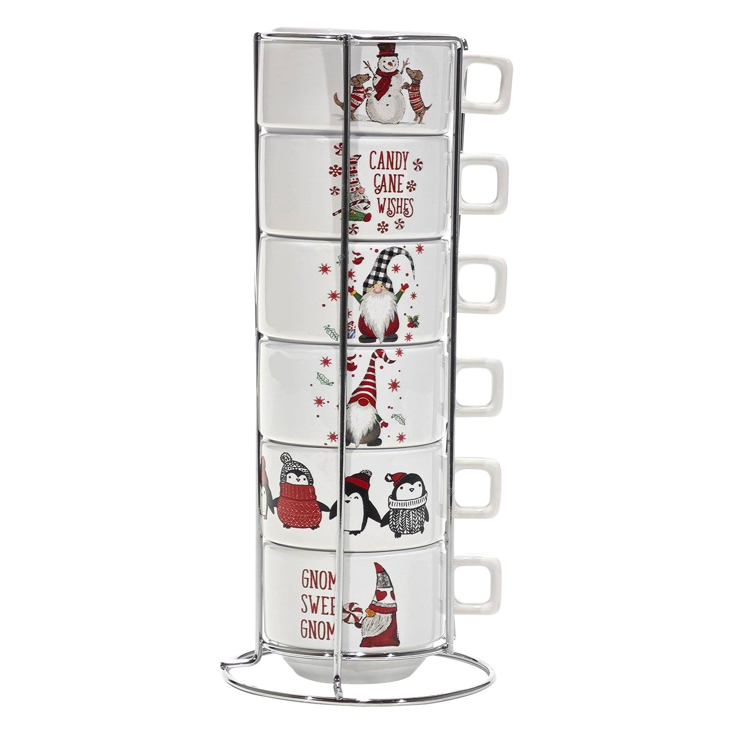 VESTIAMO CASA GRAN NATALE - Set 6 Tazzine da Caffè Natalizie con Stand