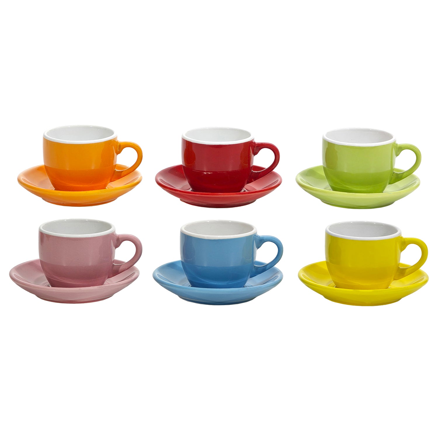 GUSTO CASA - Servizio da caffè Colorato in Stoneware 6 tazzine con piattini 9 cl