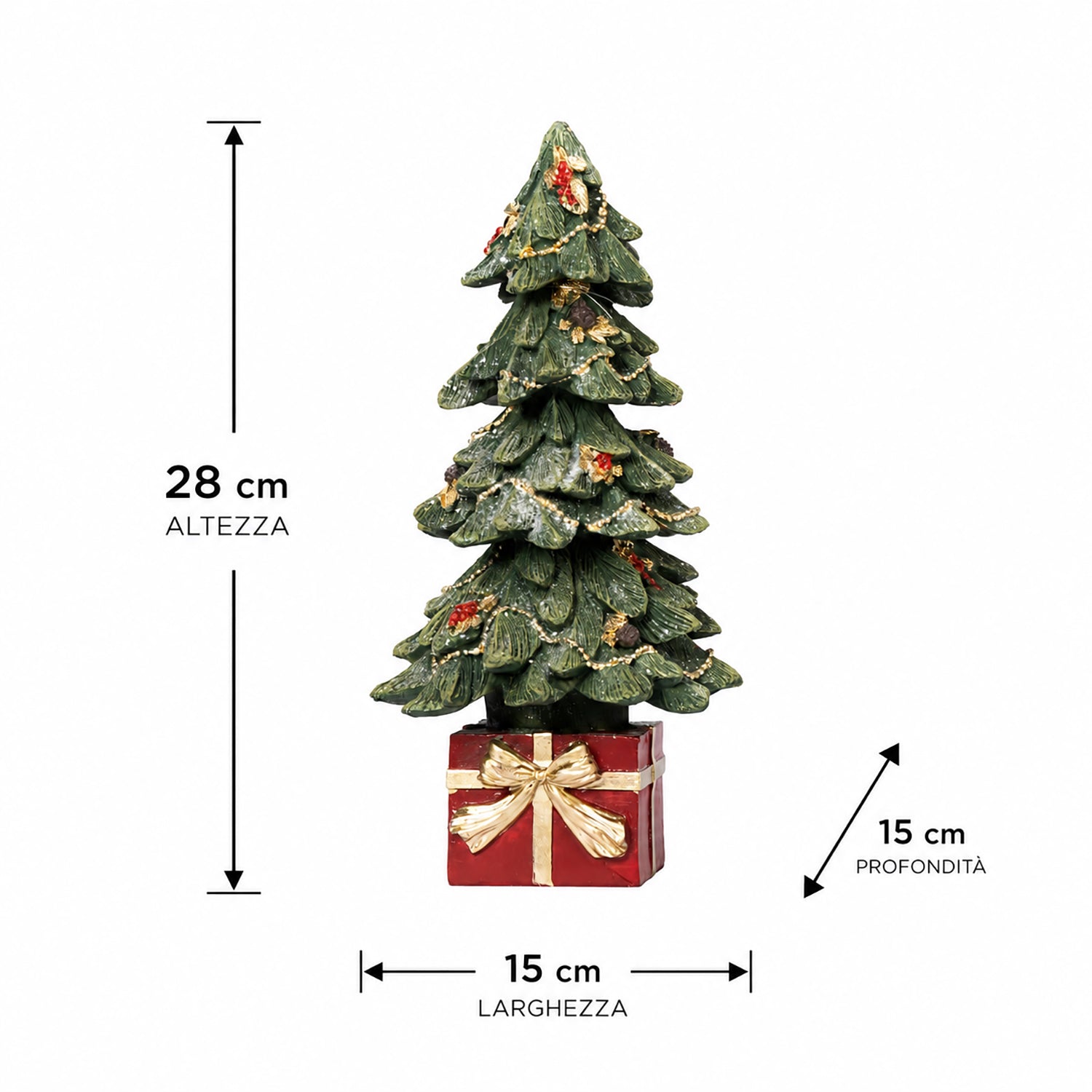 VESTIAMO CASA GRAN NATALE - Albero Natalizio Decorativo in Poliresina h28 cm