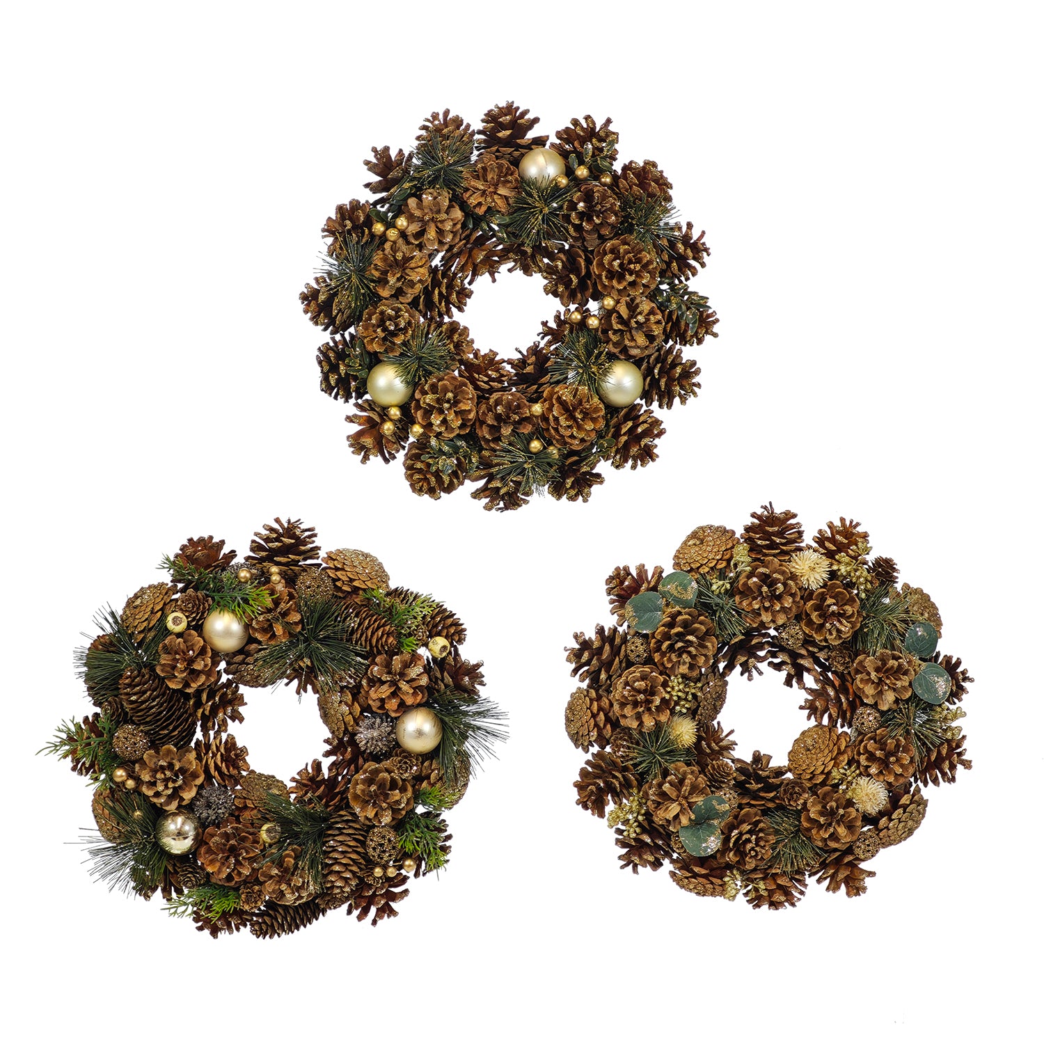 VESTIAMO CASA GRAN NATALE - Ghirlanda Natalizia Decorativa con Pigne e Bacche diametro 34 cm
