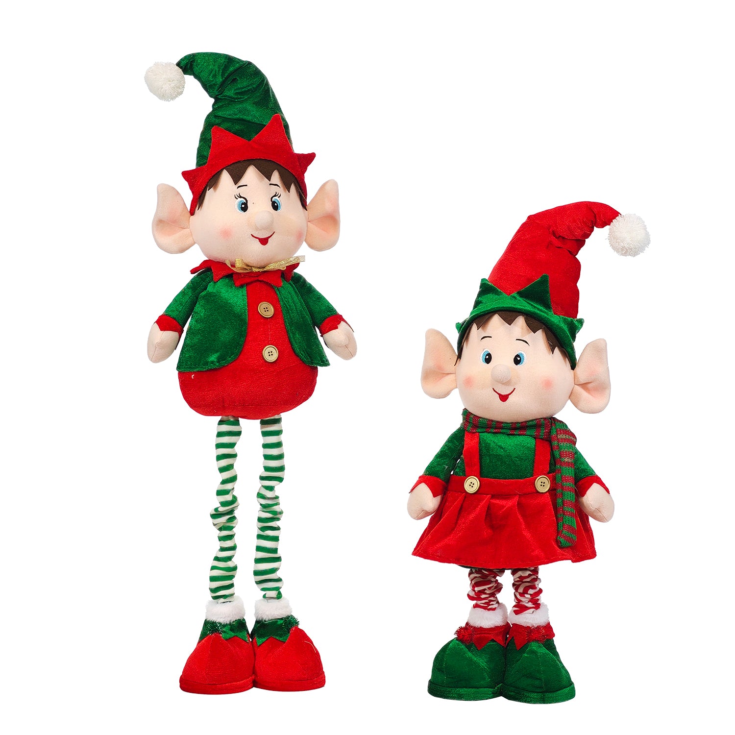 VESTIAMO CASA GRAN NATALE - Elfo Natalizio Decorativo con Gambe Estensibili fino a 120 cm