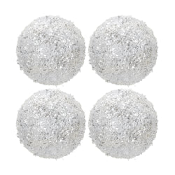 VESTIAMO CASA GRAN NATALE - Palle di Natale Bianche diametro 10 cm - set 4 pezzi