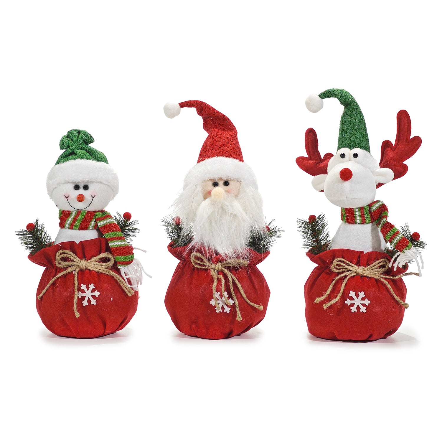 VESTIAMO CASA GRAN NATALE - Personaggio Natalizio Assortito h40 cm - Babbo Natale, Pupazzo di Neve e Renna