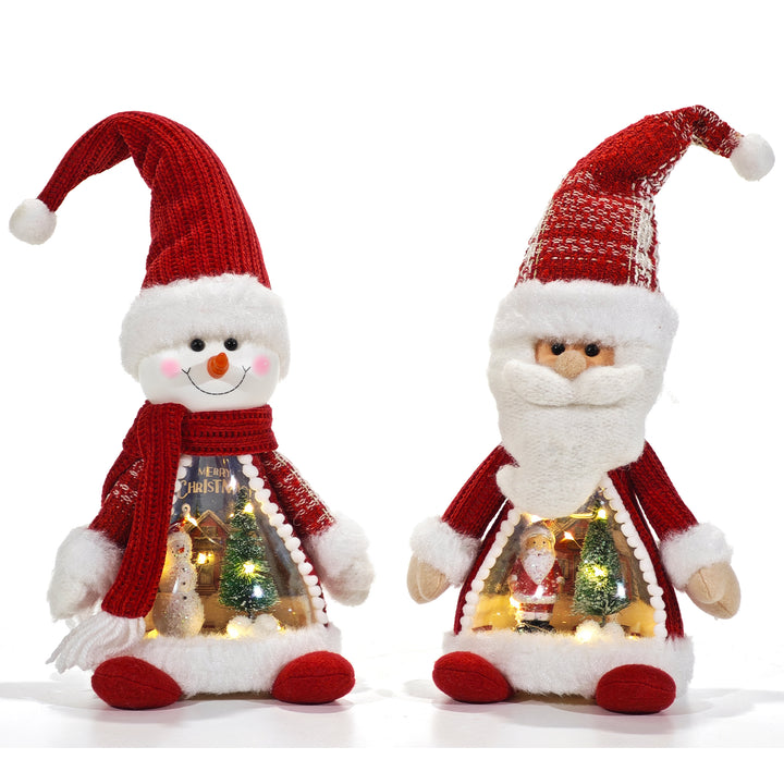 VESTIAMO CASA GRAN NATALE - Personaggio Natalizio h40 cm con ambientazione luminoso - Decorazione natalizia