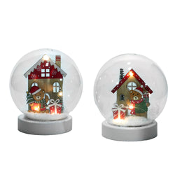 VESTIAMO CASA GRAN NATALE - Sfera Natalizia Luminosa con Orsetto - h15 cm diametro 12 cm