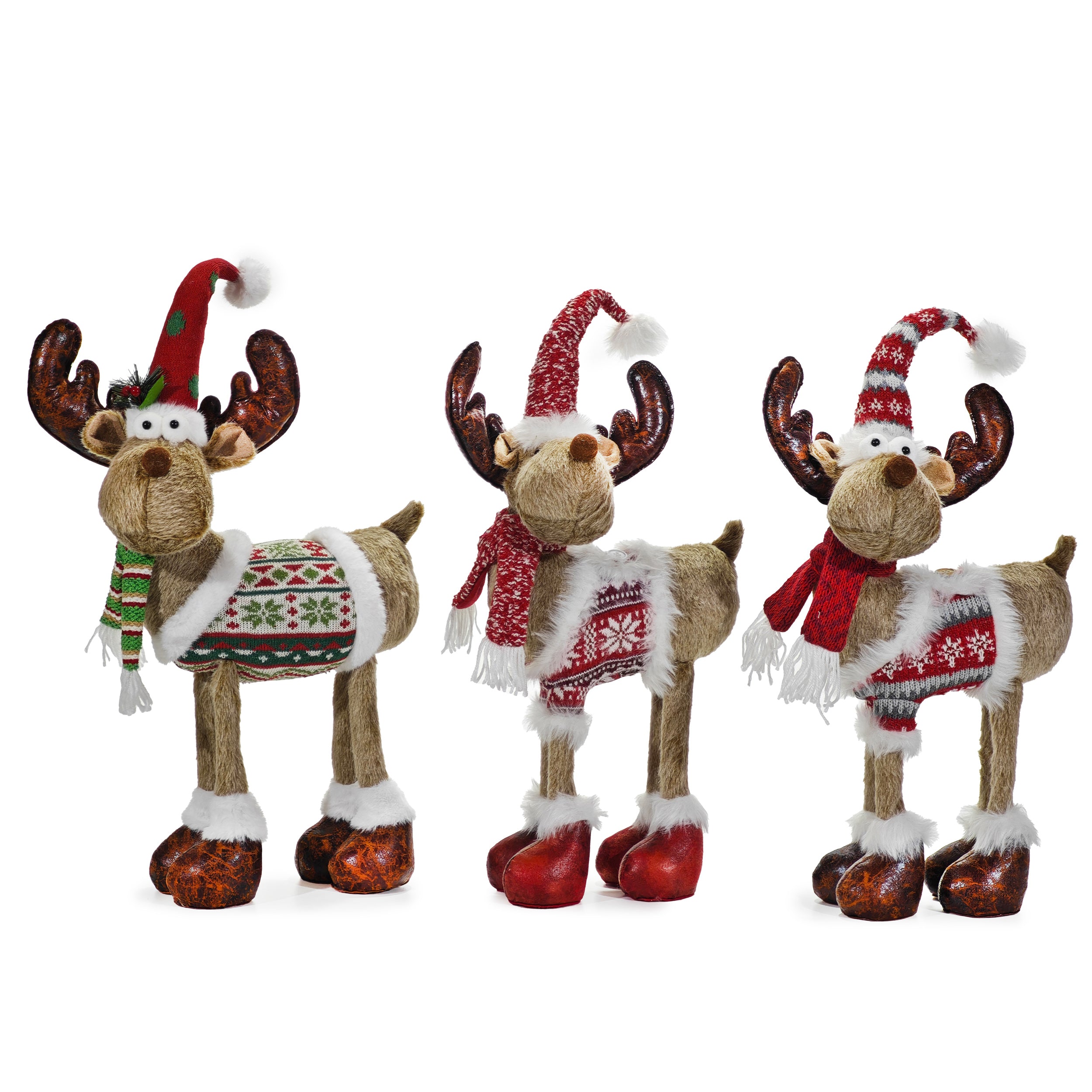 VESTIAMO CASA GRAN NATALE - Renna Natalizia Decorativa con Cappello e Sciarpa h68 cm