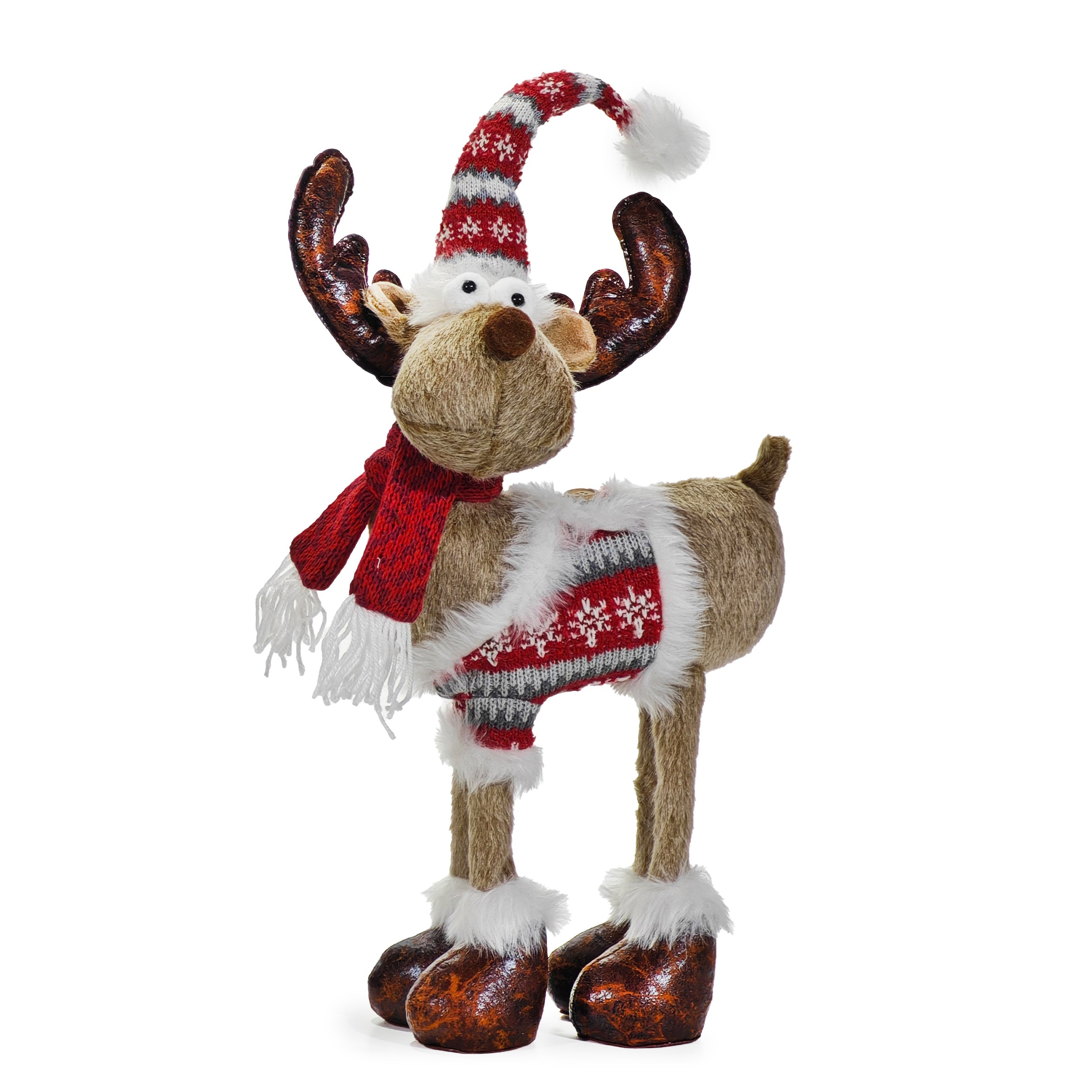 VESTIAMO CASA GRAN NATALE - Renna Natalizia Decorativa con Cappello e Sciarpa h68 cm