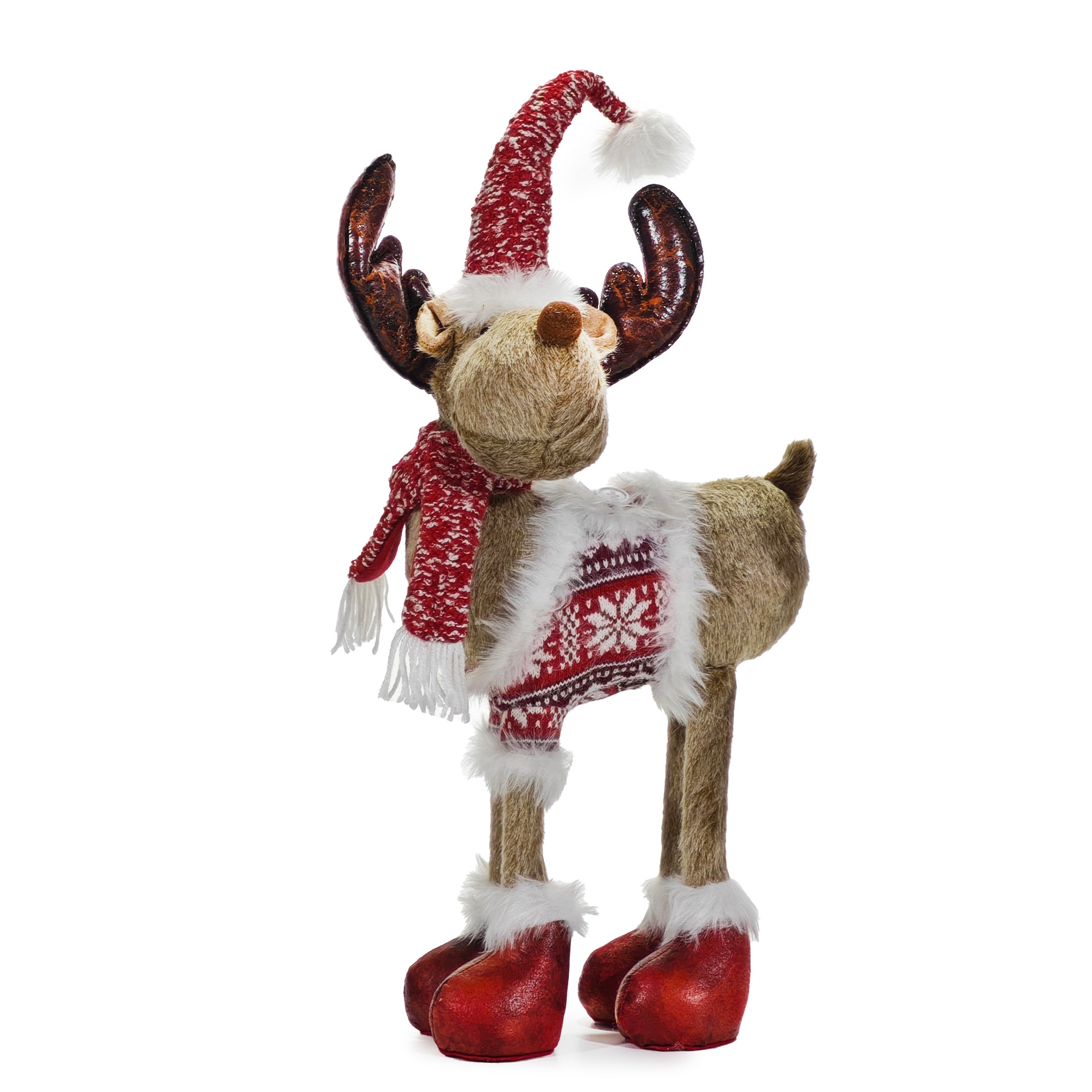 VESTIAMO CASA GRAN NATALE - Renna Natalizia Decorativa con Cappello e Sciarpa h68 cm