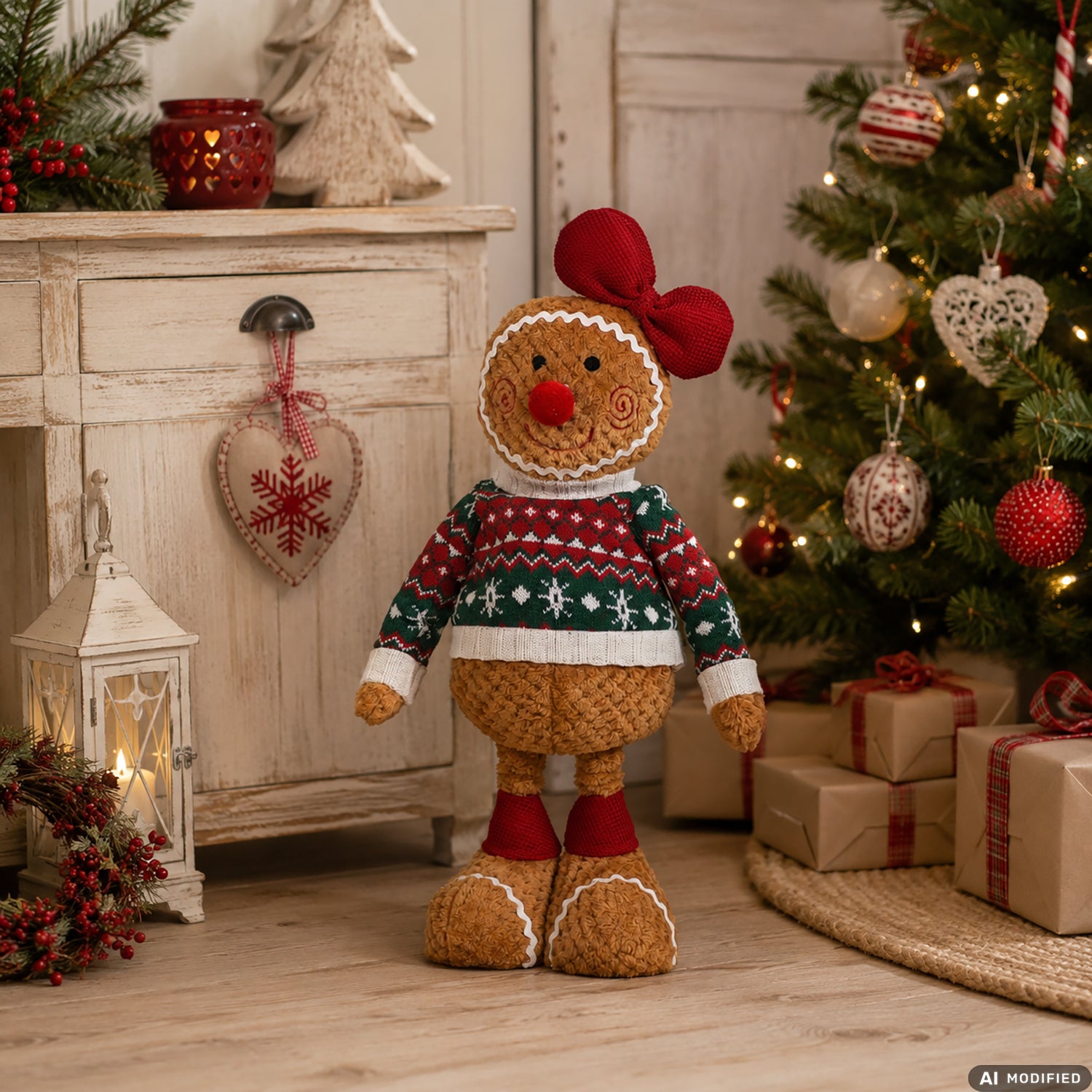 VESTIAMO CASA GRAN NATALE - Personaggio Natalizio Pan di Zenzero con Gambe Estensibili fino a 75 cm