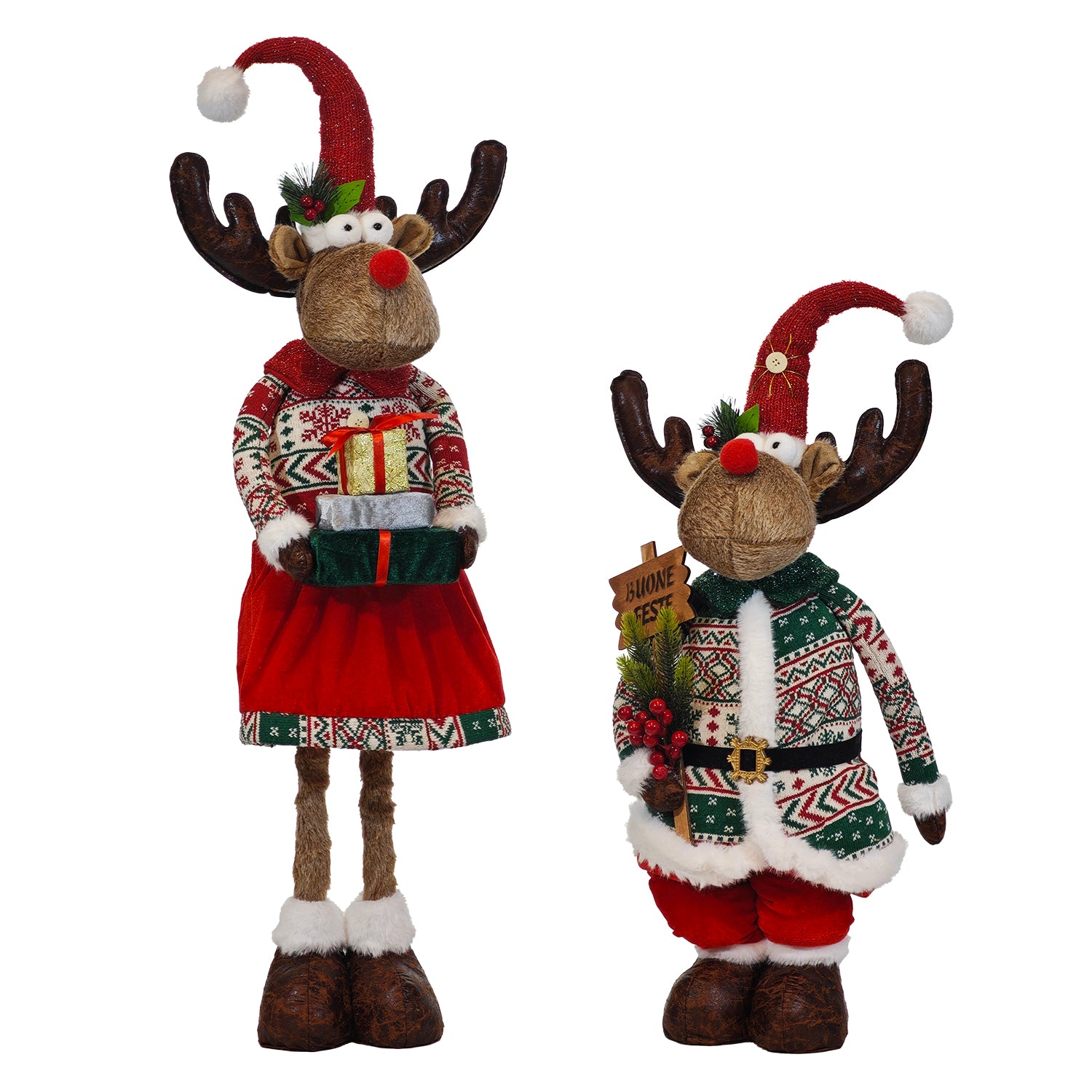 VESTIAMO CASA GRAN NATALE - Renna Natalizia Decorativa con Gambe Estensibili fino a 102 cm