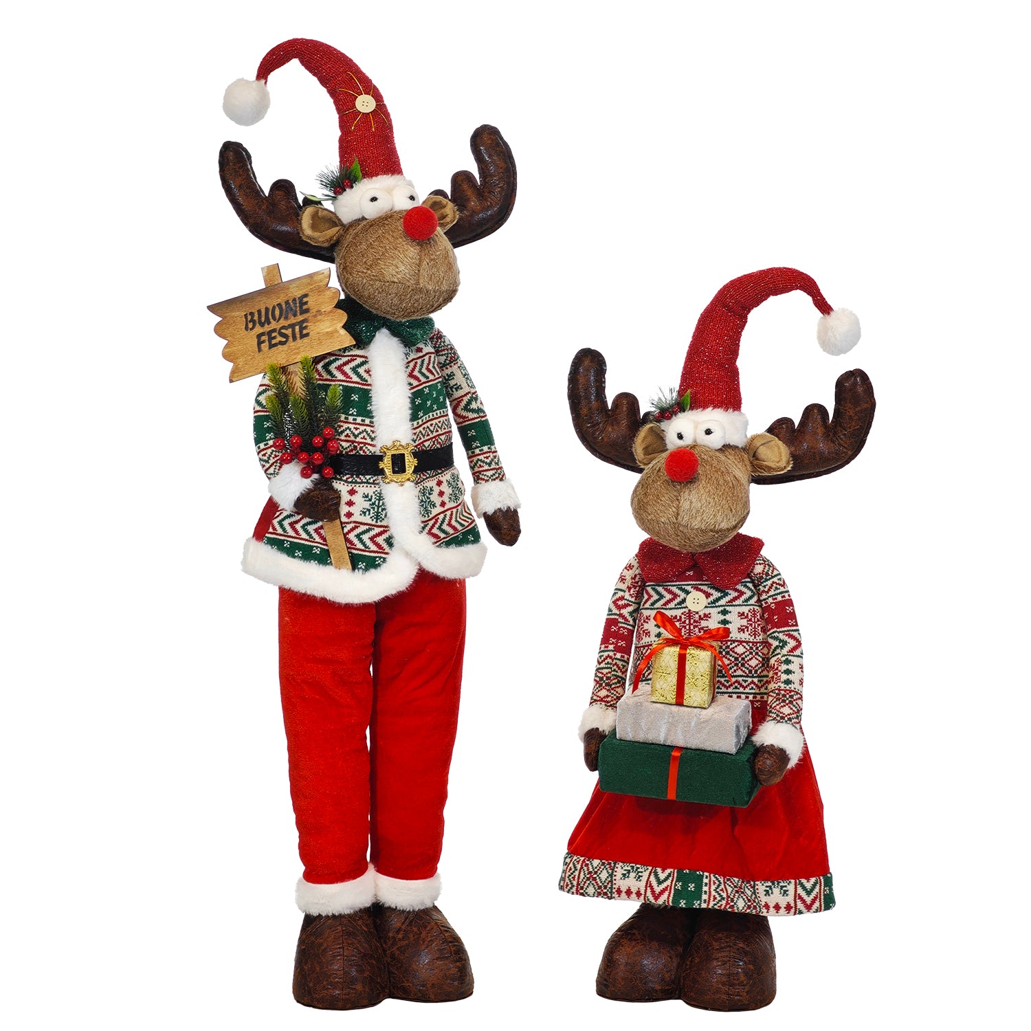 VESTIAMO CASA GRAN NATALE - Renna Natalizia Decorativa con Gambe Estensibili fino a 130 cm