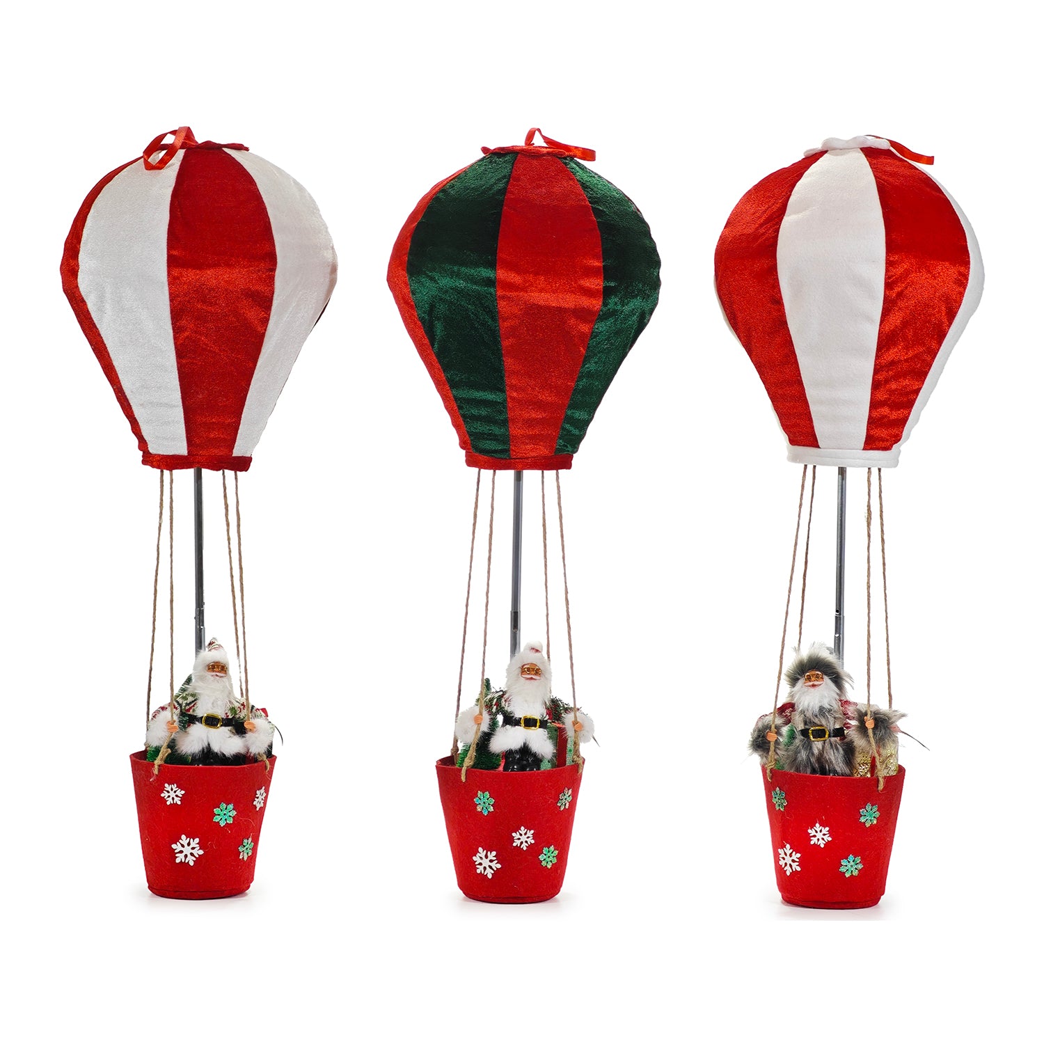 VESTIAMO CASA GRAN NATALE - Decorazione Natalizia Mongolfiera con Babbo Natale h80 cm