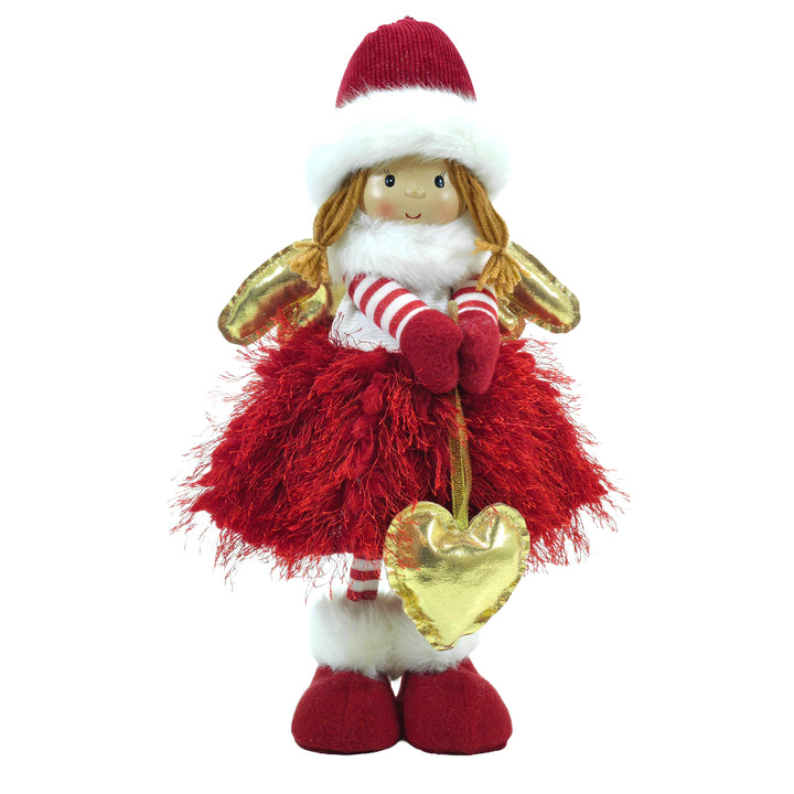 VESTIAMO CASA GRAN NATALE - Angelo Rosso con cuore Oro h38 cm - Decorazione natalizia