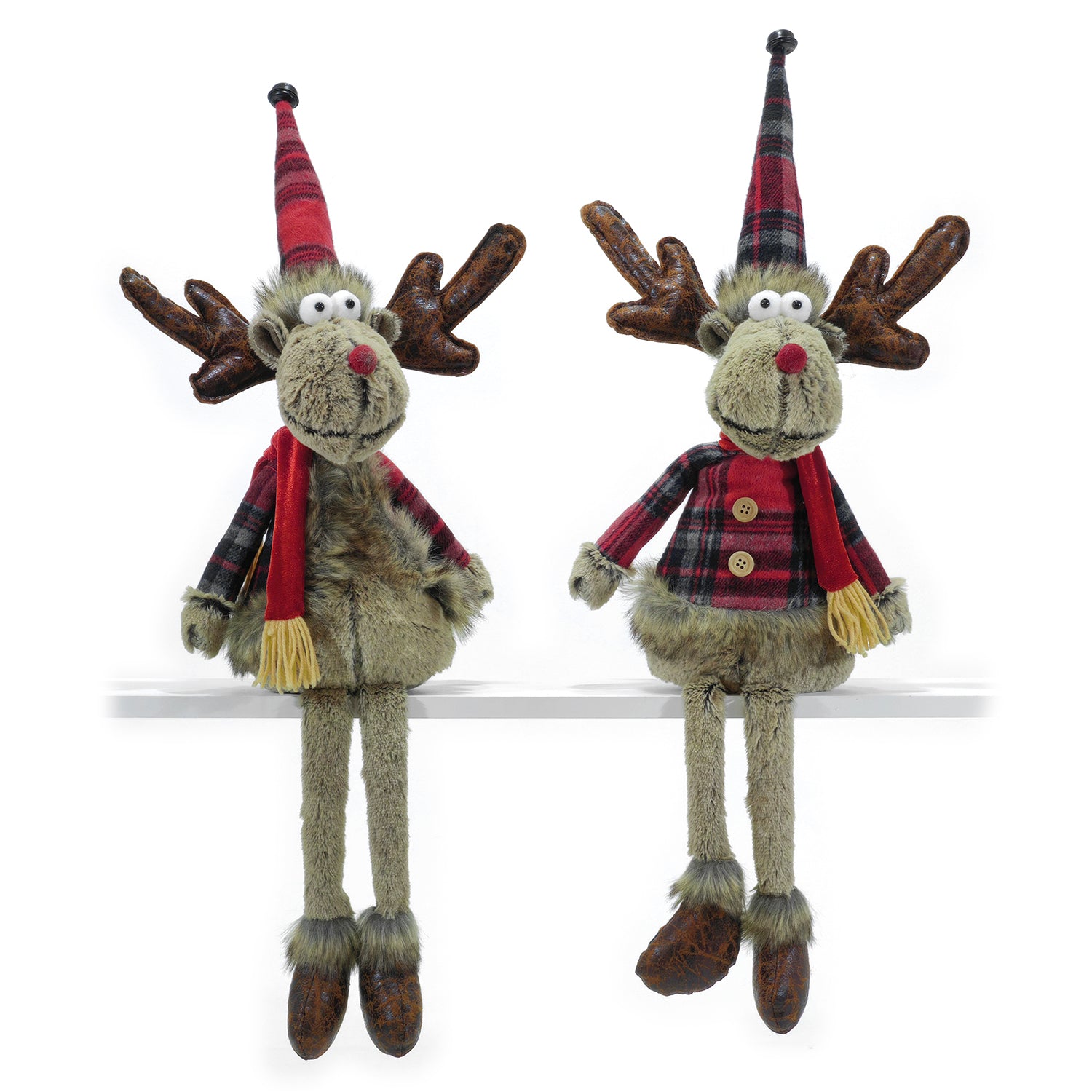 VESTIAMO CASA GRAN NATALE - Renna Natalizia Decorativa Seduta con Gambe Penzolanti h70 cm