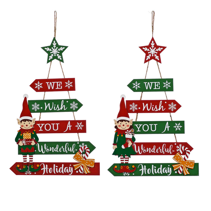 VESTIAMO CASA GRAN NATALE - Appendino Albero con Elfo h60 cm - Decorazione natalizia