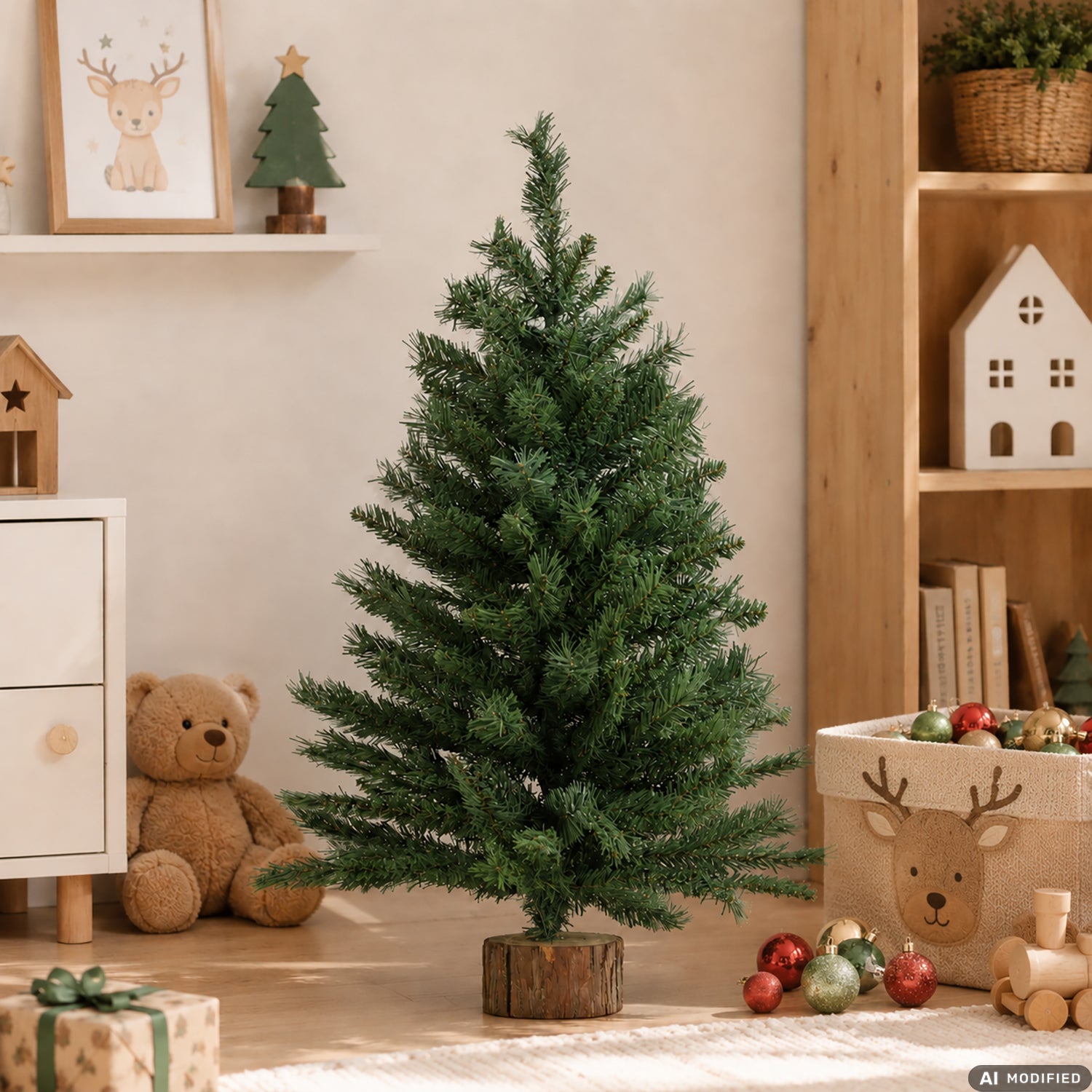VESTIAMO CASA GRAN NATALE - Albero di Natale Artificiale con Base in Legno h90 cm