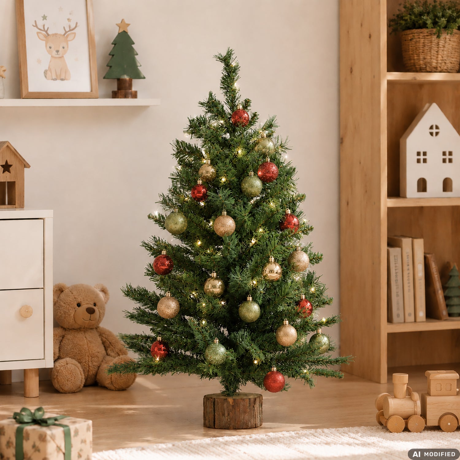 VESTIAMO CASA GRAN NATALE - Albero di Natale Artificiale con Base in Legno h90 cm
