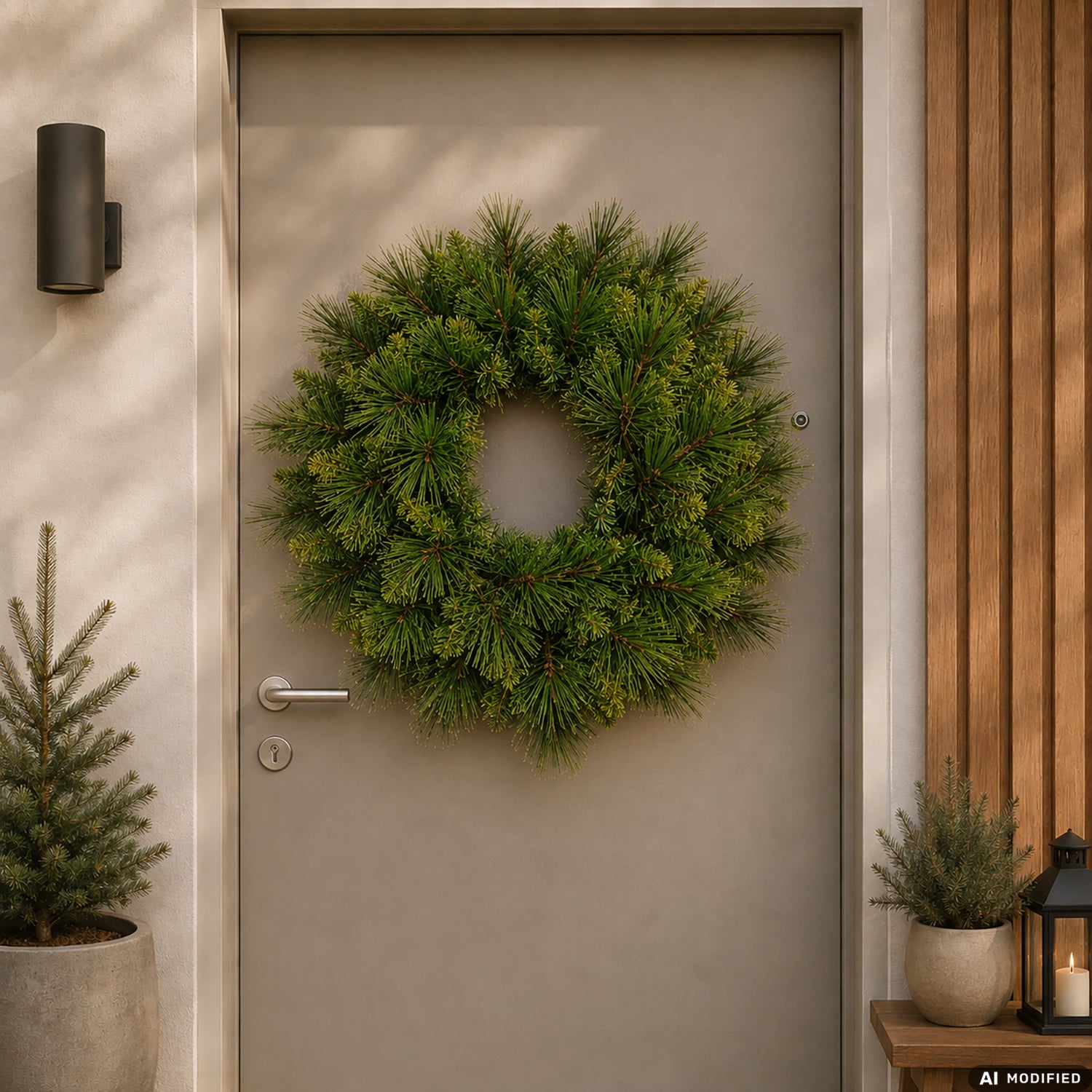 VESTIAMO CASA GRAN NATALE - Ghirlanda Natalizia Artificiale Effetto Pino Verde 150 rami diametro 60 cm