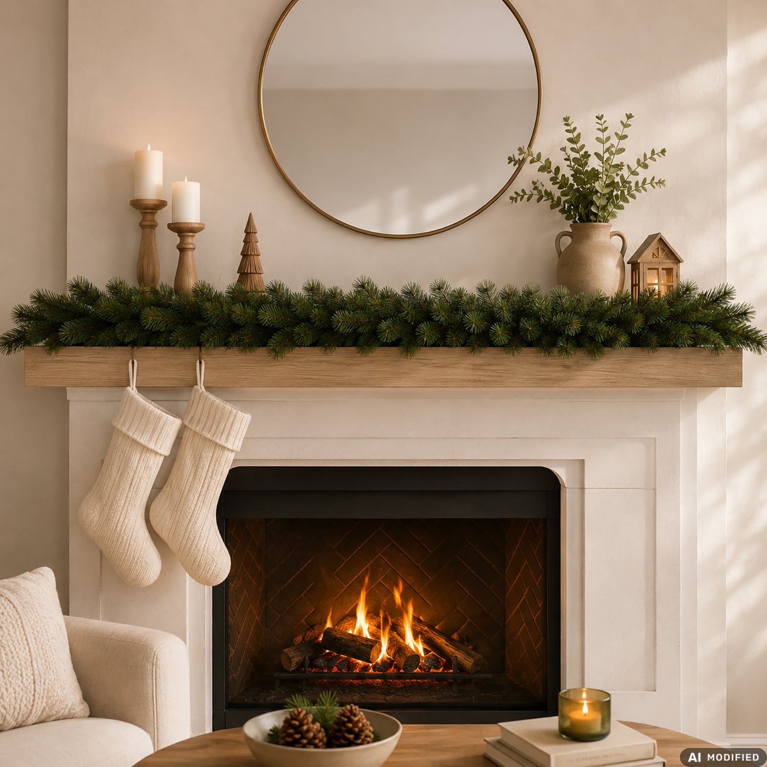 VESTIAMO CASA GRAN NATALE - Ghirlanda Natalizia Artificiale Effetto Pino Verde 230 rami - Lunghezza 180 cm