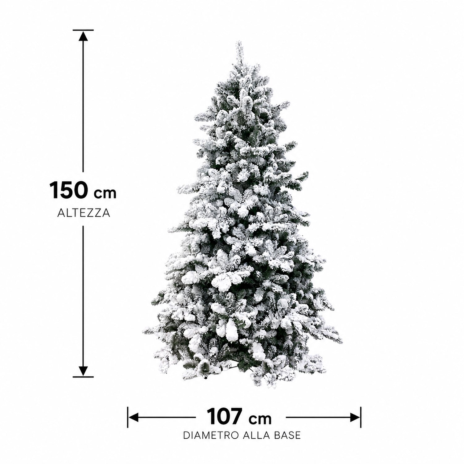 VESTIAMO CASA GRAN NATALE - Albero di Natale Artificiale Tarvisio Innevato - h150 cm diametro alla base 107 cm