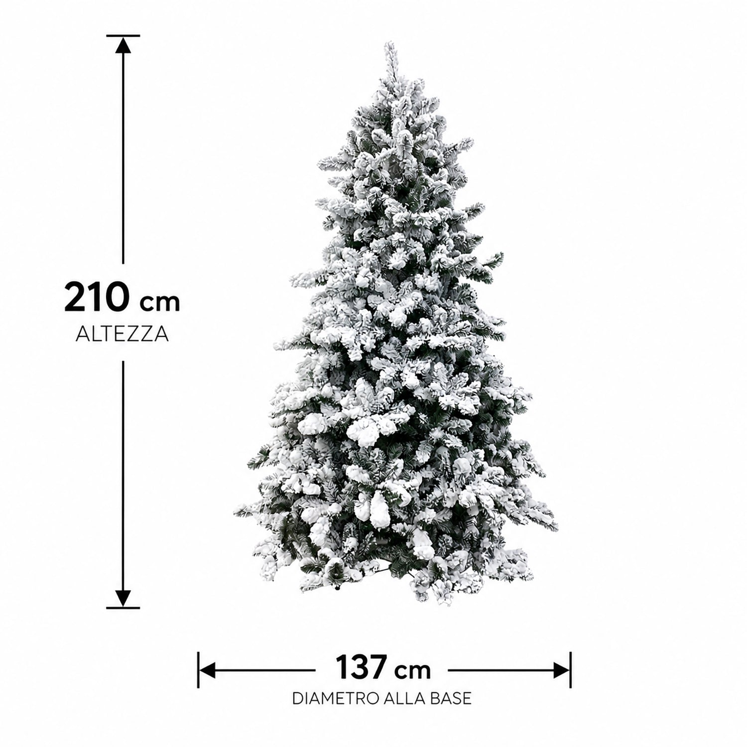 VESTIAMO CASA GRAN NATALE - Albero di Natale Artificiale Tarvisio Innevato - h210 cm diametro alla base 137 cm